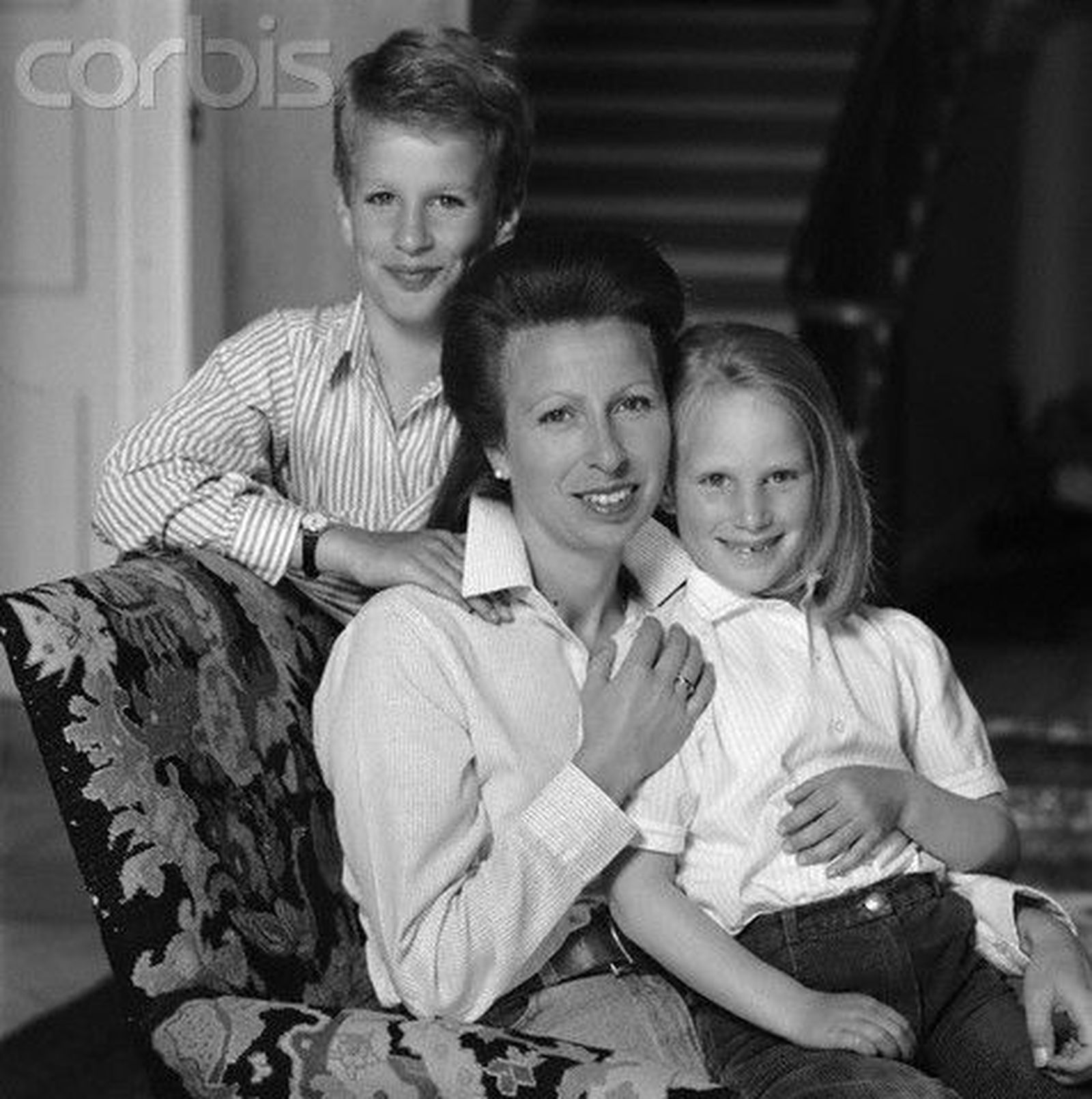 Ana de Inglaterra, con sus hijos Peter y Zara cuando eran niños.