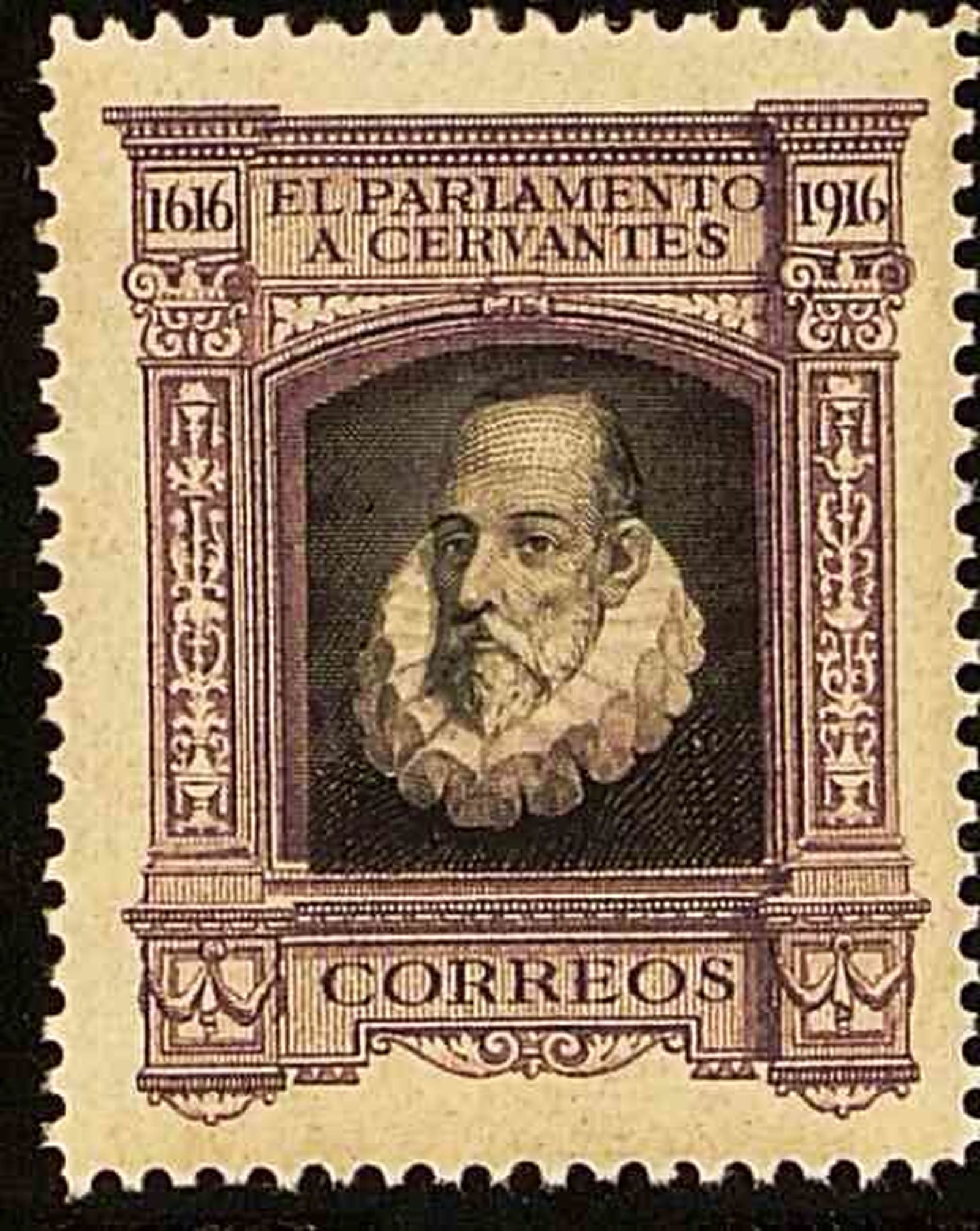 Miguel de Cervantes en un sello