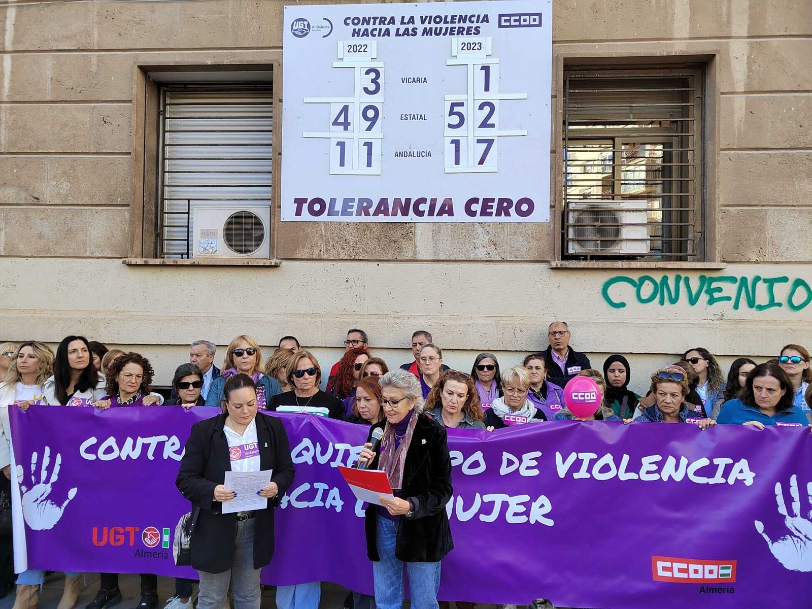 UGT y CCOO Almería se movilizan por el Día Internacional contra la Violencia hacia las mujeres