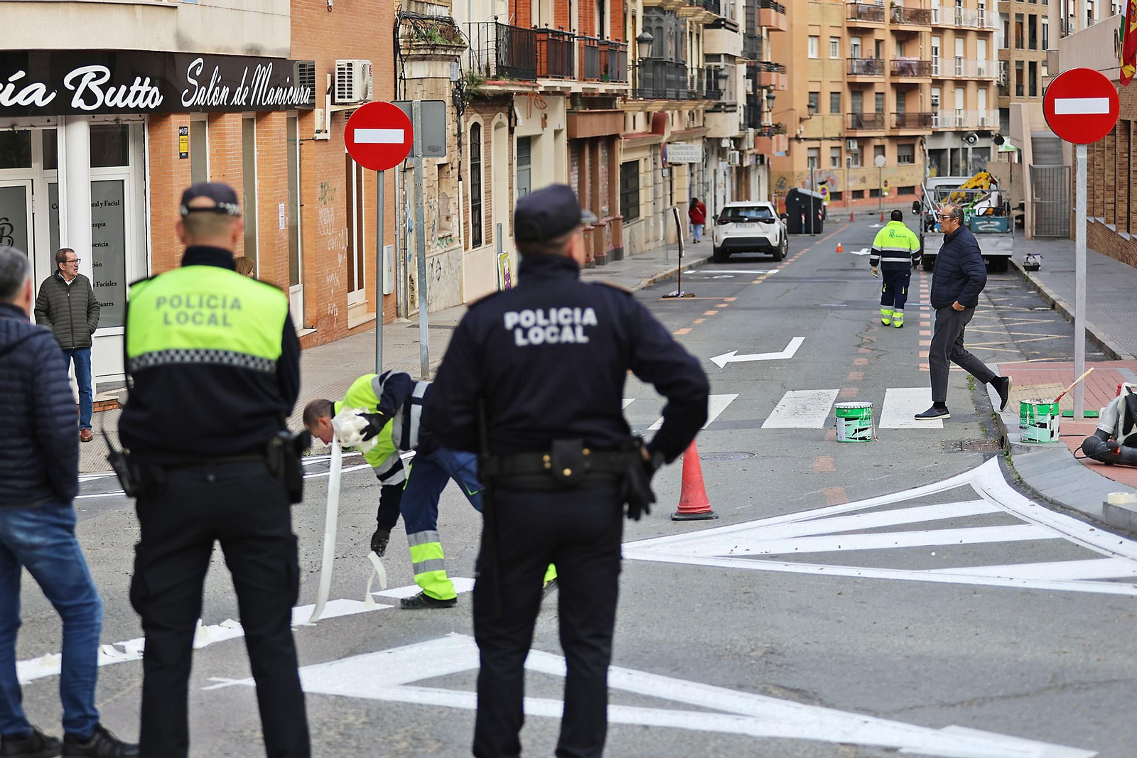Imágenes de la primera fase para cambiar de sentido nueve calles de Huelva