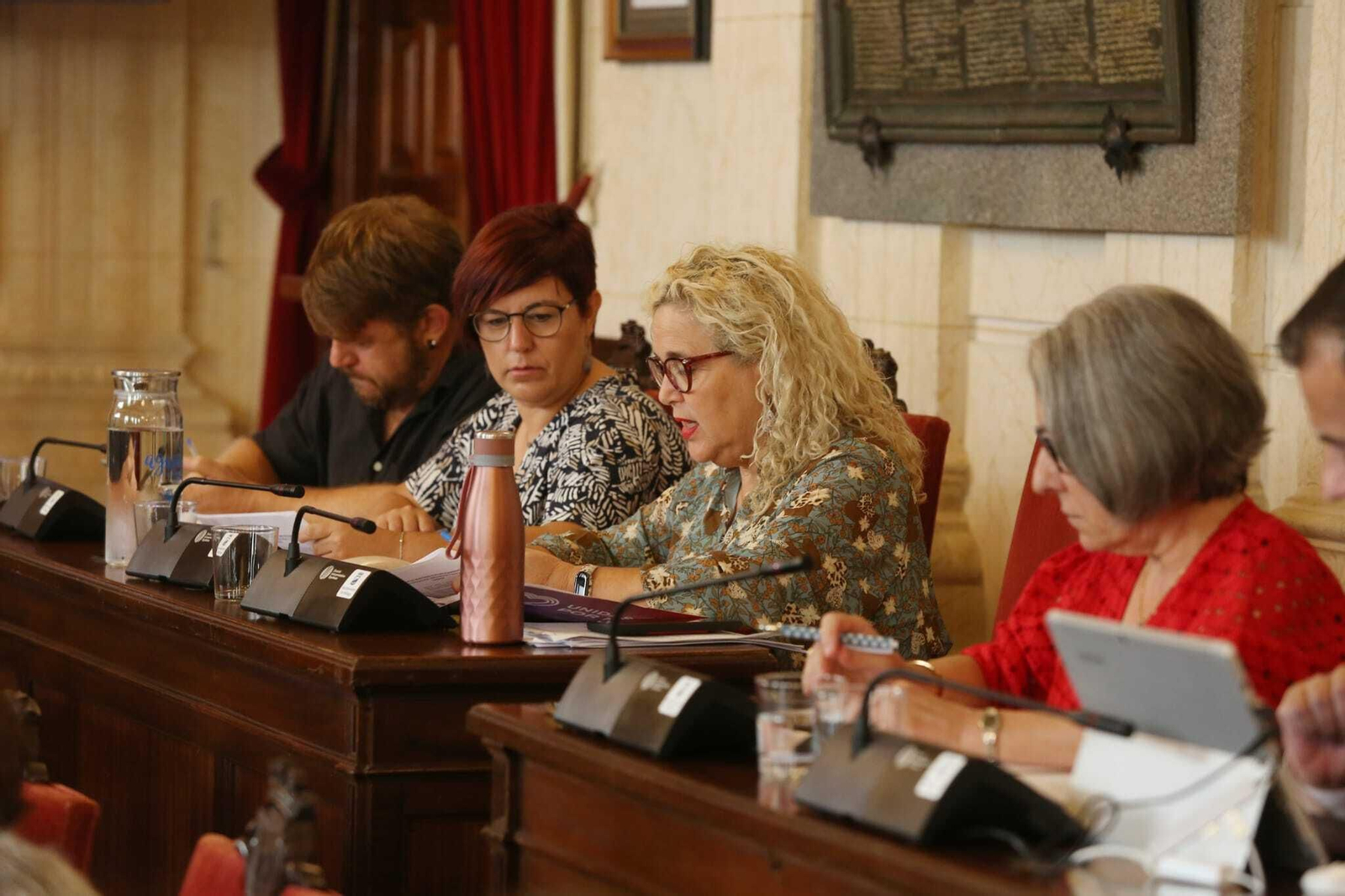 El grupo municipal Unidas Podemos en el último Pleno en Málaga.