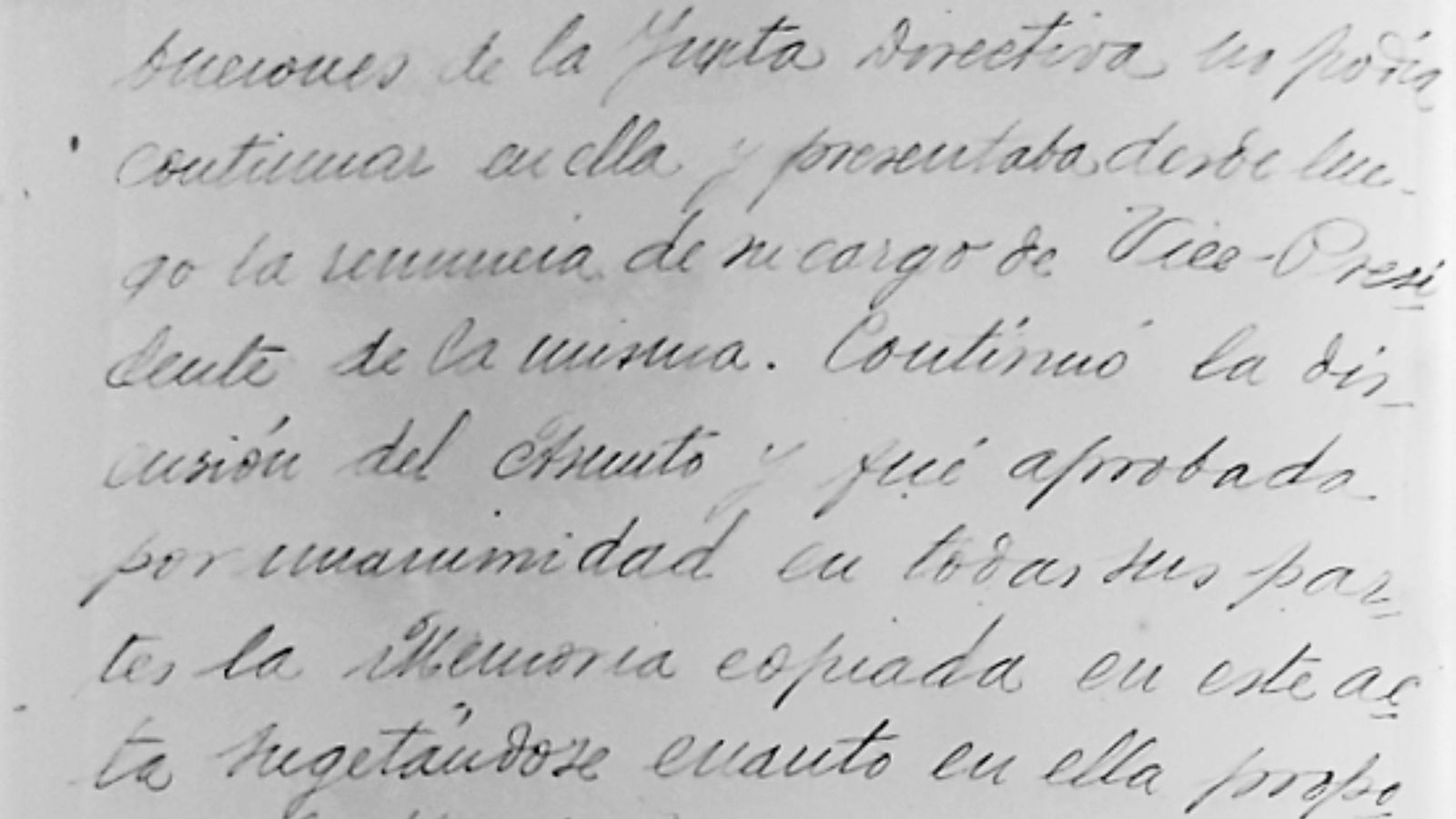 Ricardo Casero, según el extracto del acta, presentó su dimisión.