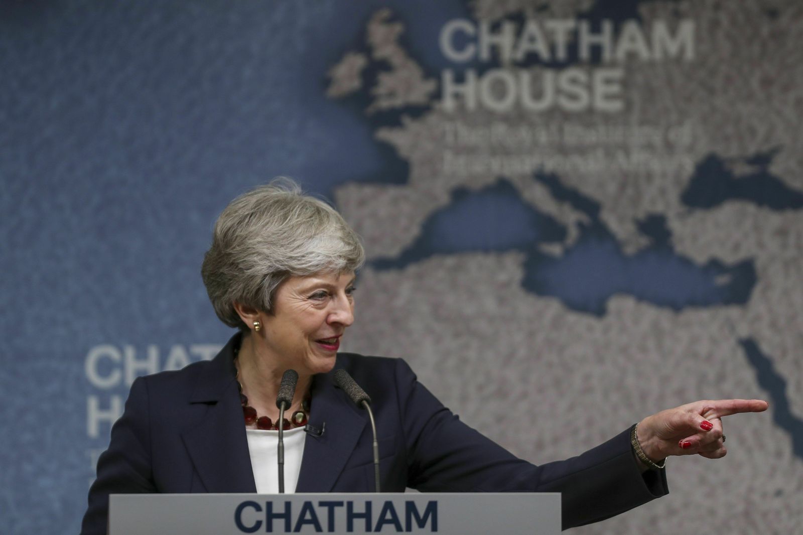 Theresa May interviene en un acto en el centro de Londres.