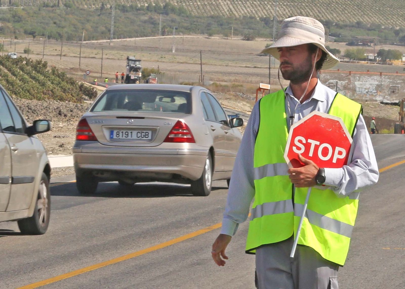 Tramo en obras de una carretera.