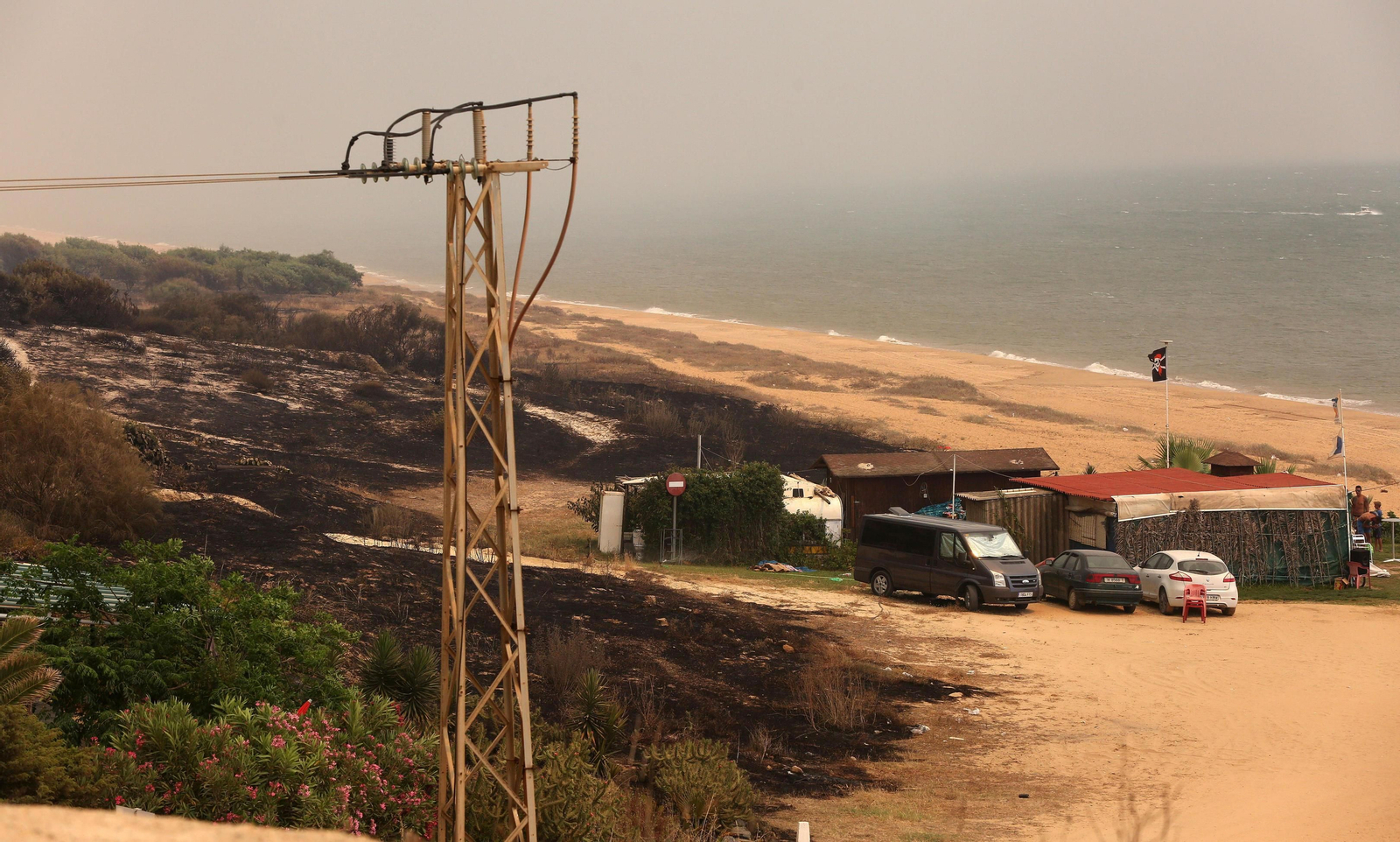 Las consecuencias del incendio en Mazagón
