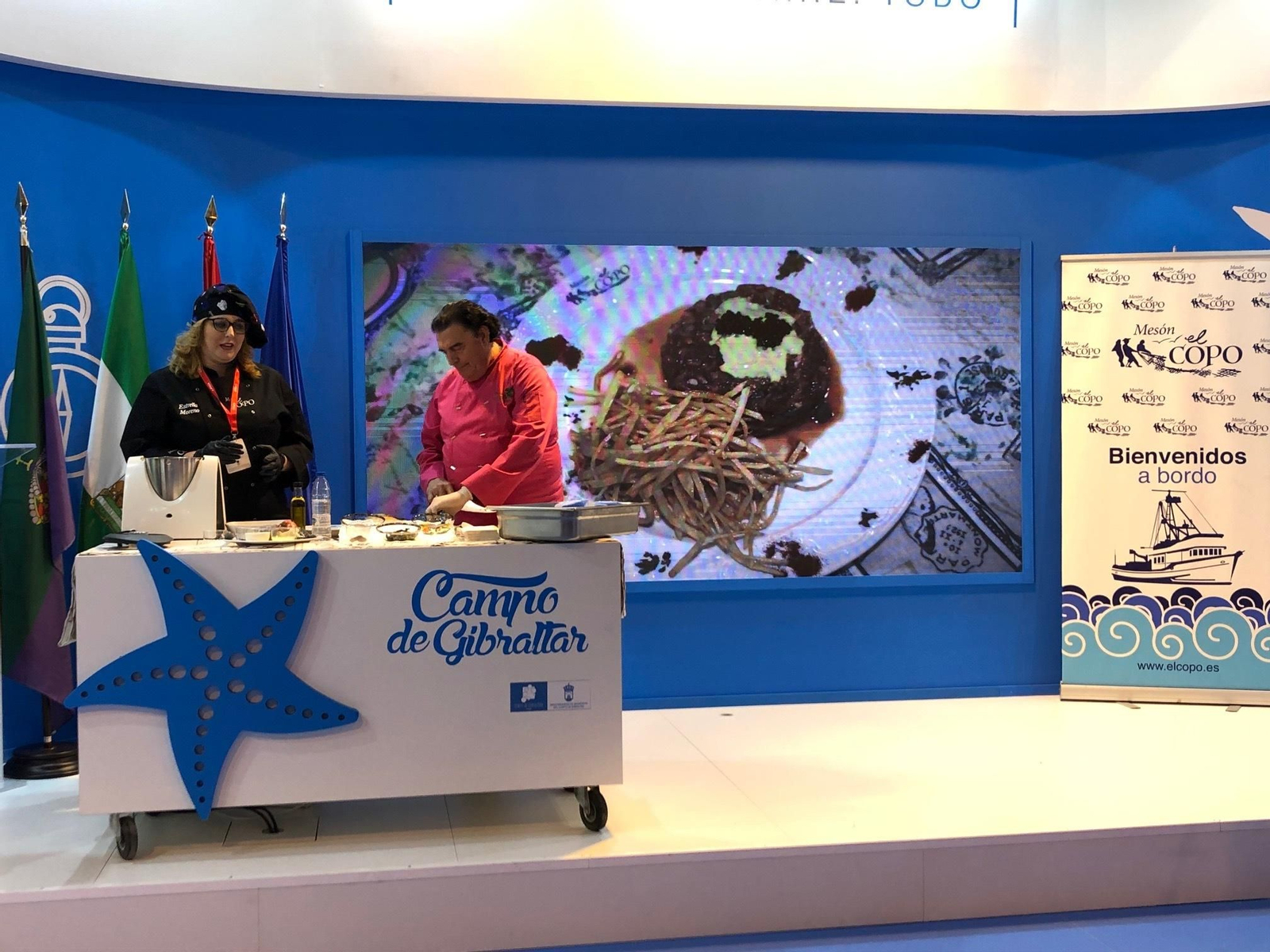 Una demostración de cocina del restaurante El Copo, en Fitur 2019.