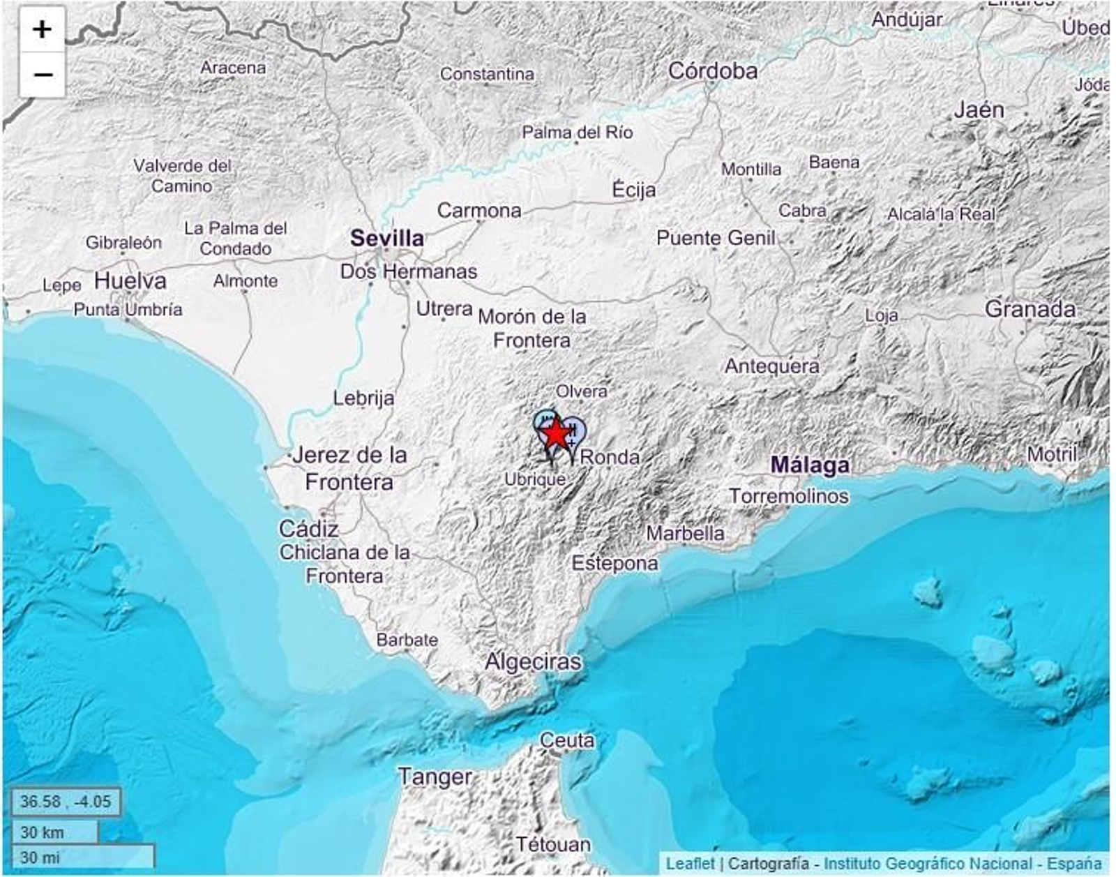 Visualizador del terremoto en Zahara de la Sierra.
