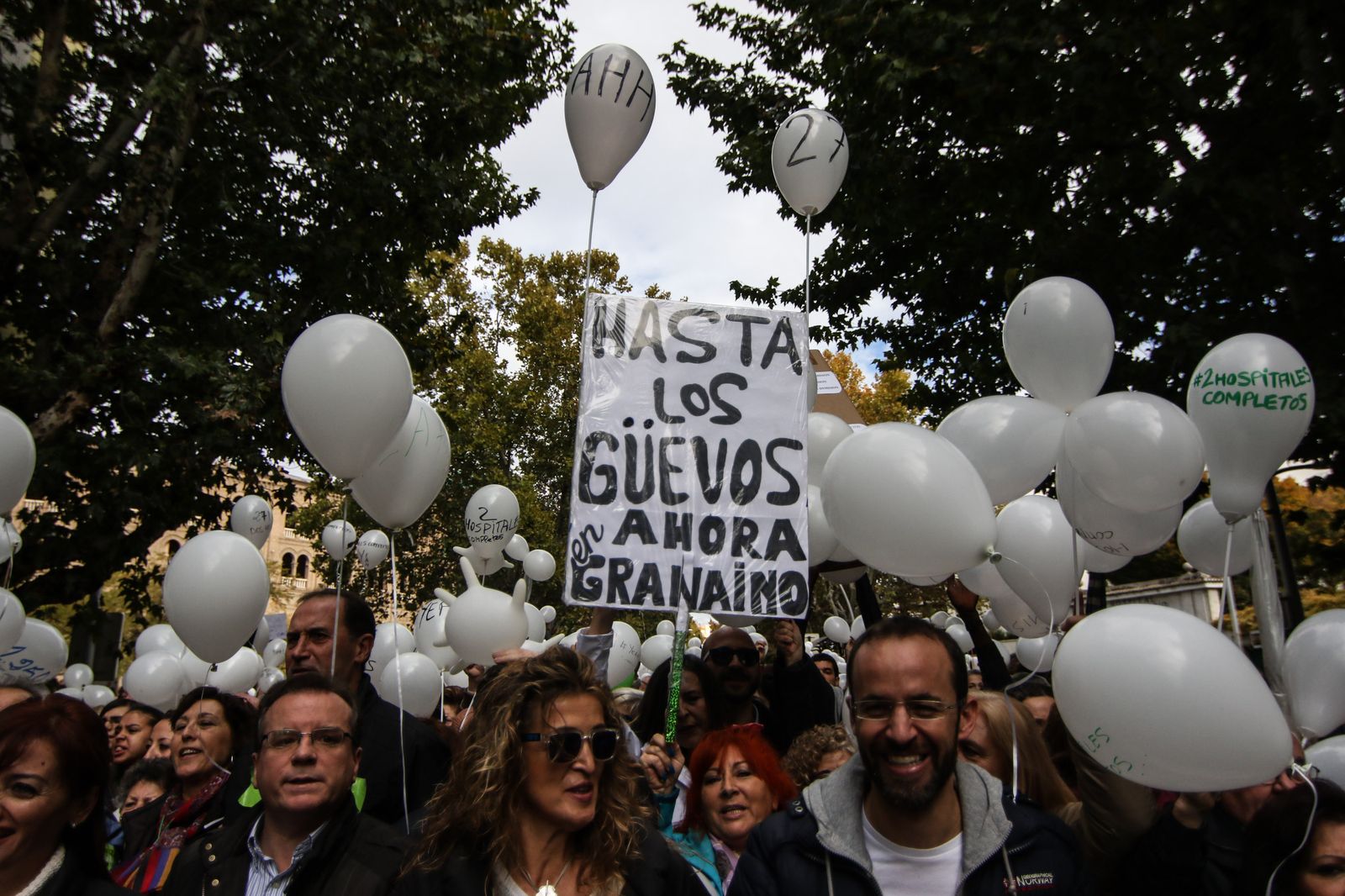 Un grupo de manifestantes durante la protesta por los dos hospitales de Granada, el pasado diciembre.