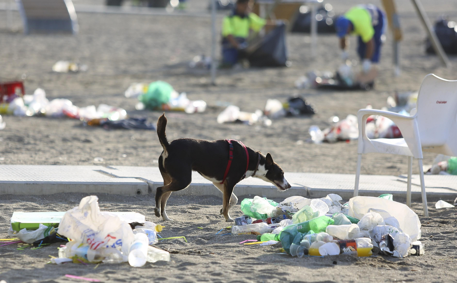 Las fotos de la basura en las playas de Málaga tras San Juan