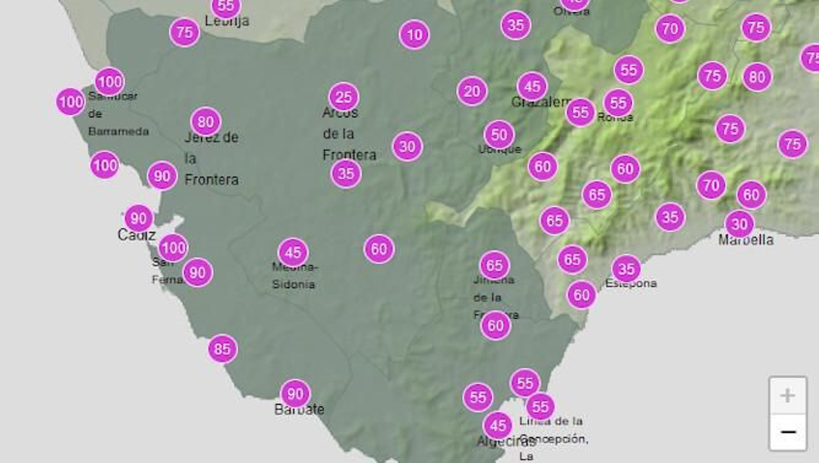 Probabilidad de lluvia en la primera mitad del día.