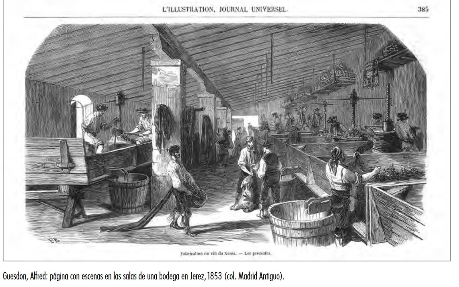 Lagar de una viña, por Alfred Guesdon, 1853.