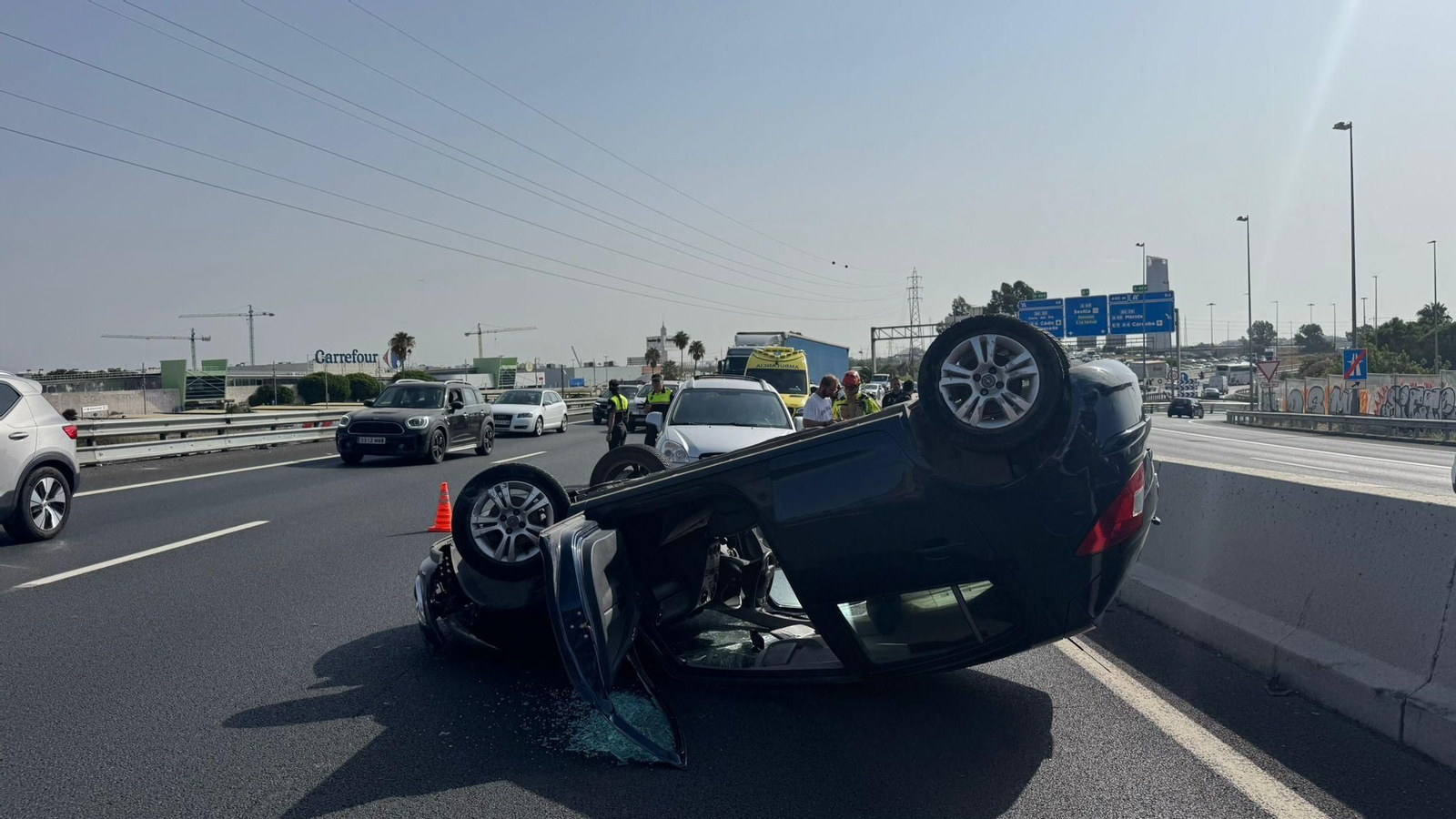 Accidente en la A-49 provoca atascos en la salida de Sevilla