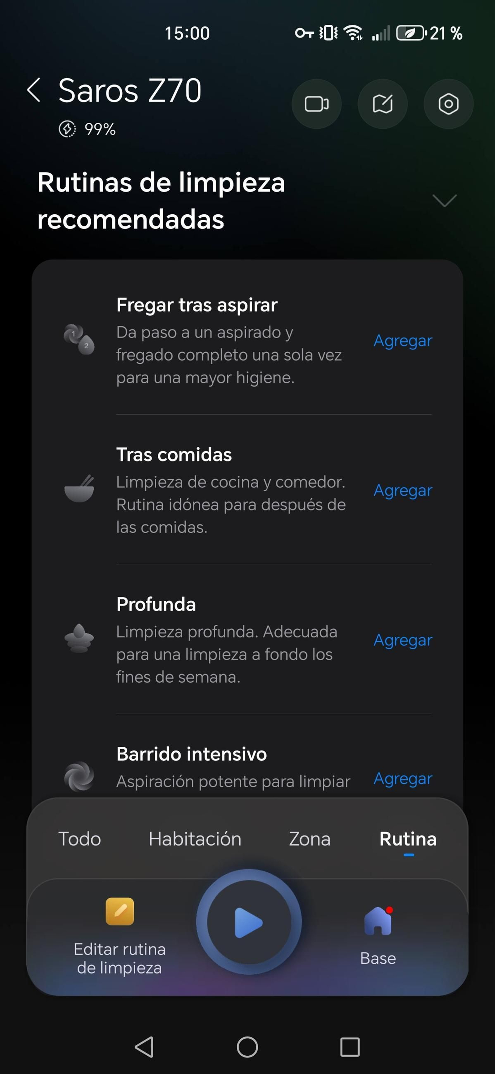 Aplicación Roborock - Robot aspirador Saros Z70