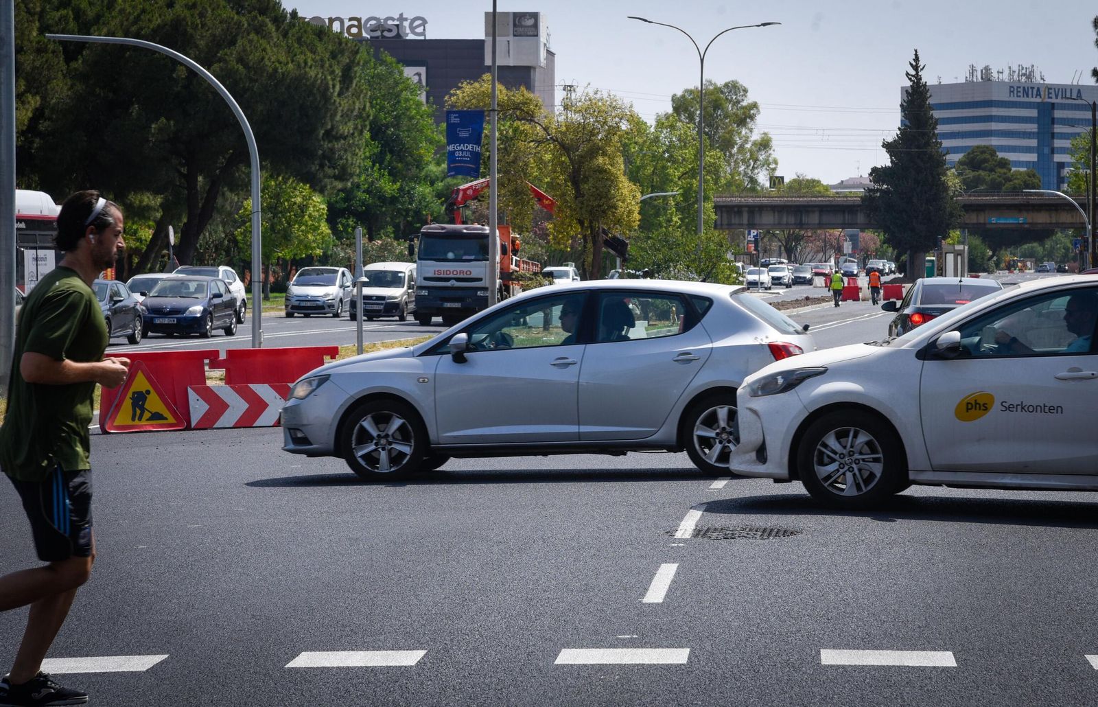 Corte de tráfico en Sevilla Este durante la cumbre de la ONU a mediados de junio.