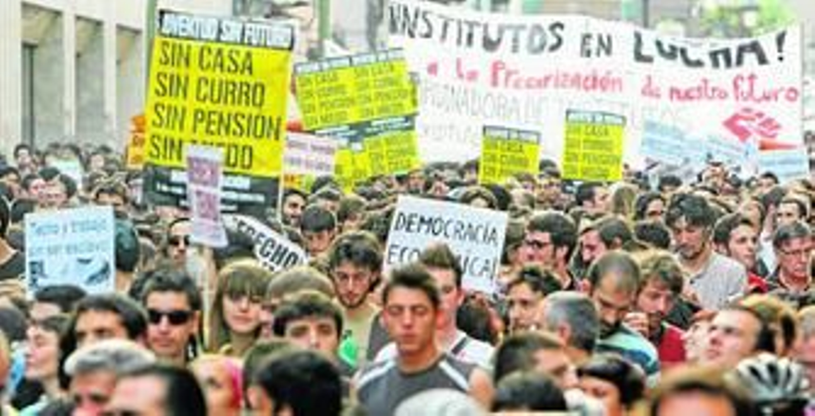 Manifestación convocada por la organización Juventud Sin Futuro y que se desarrolló el pasado 7 de abril en Madrid.