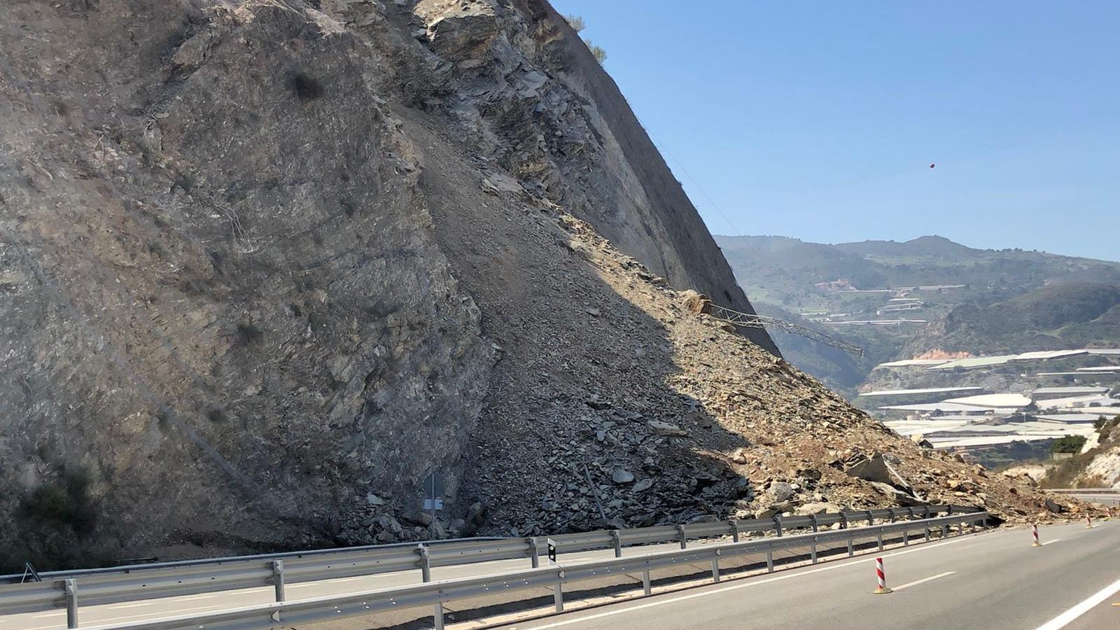 Desprendimiento en la A7, en marzo de 2021.