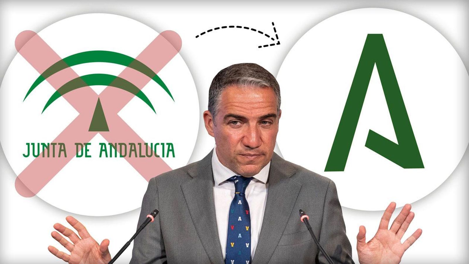 Elías Bendodo, el logo actual y el boceto del nuevo Elías Bendodo, el logo actual y el boceto del nuevo