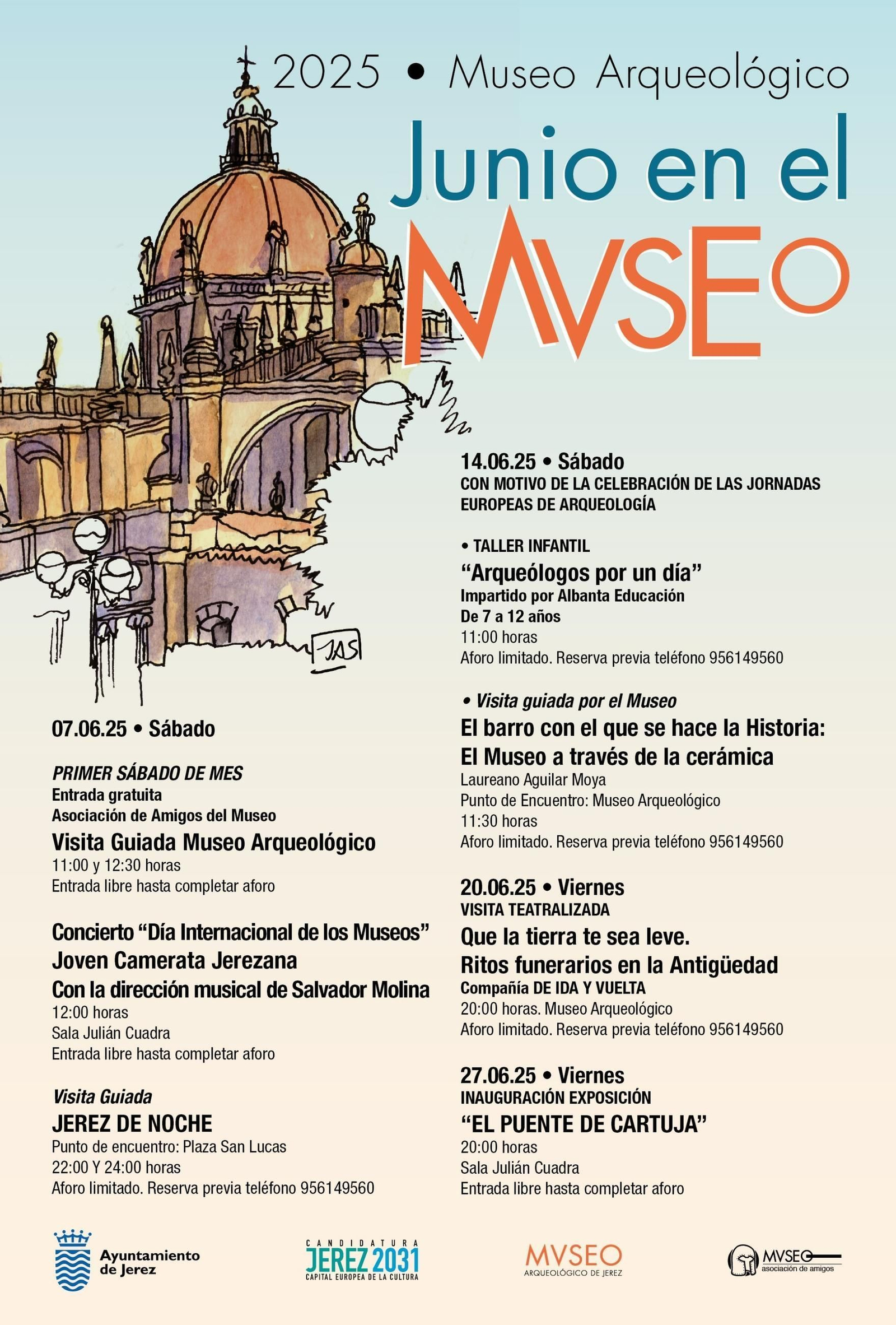 Cartel completo con la programación del Museo Arqueológico de Jerez para el mes de junio