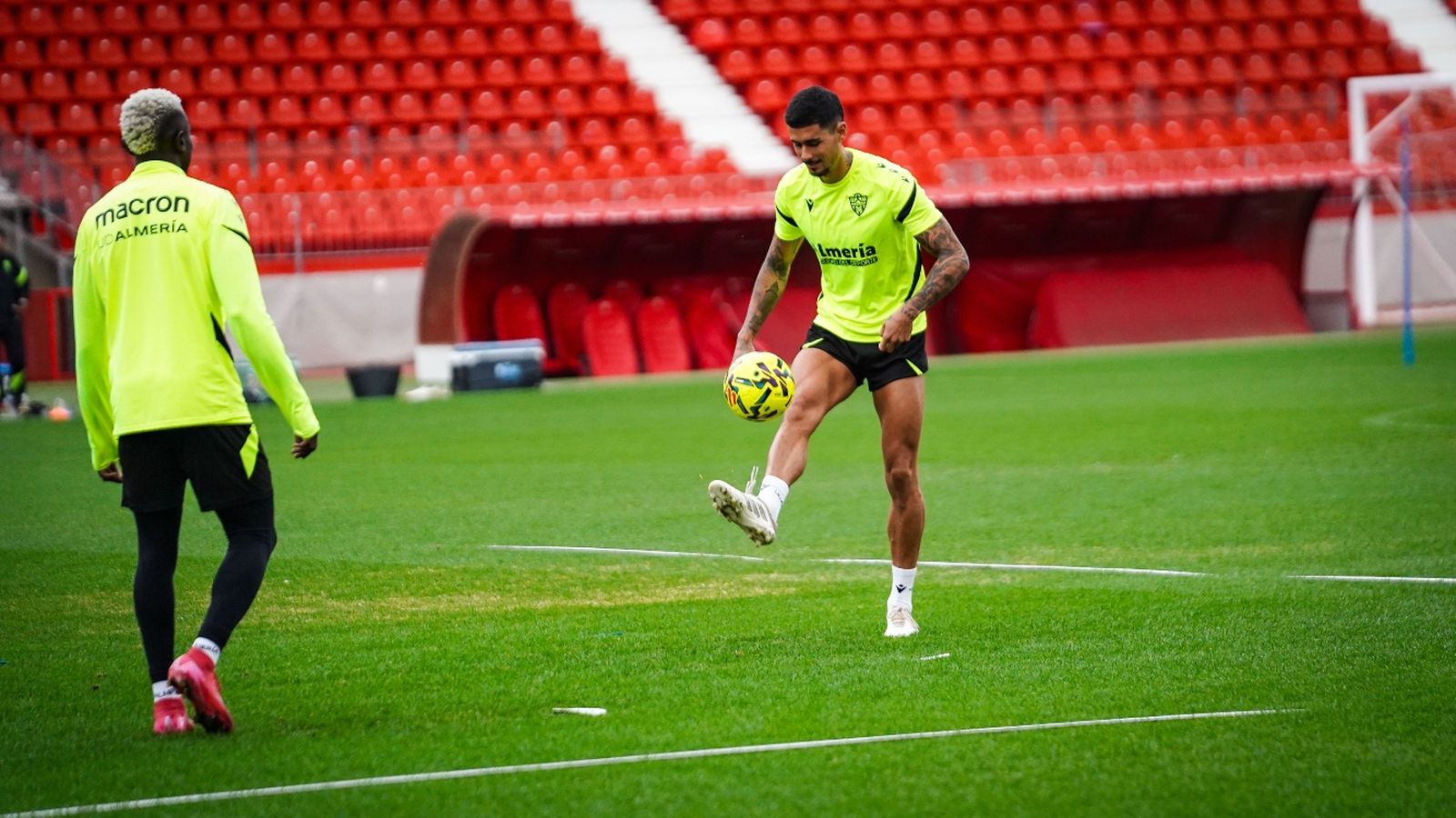 Chumi, en un entrenamiento con el conjunto indálico del pasado mes de diciembre.