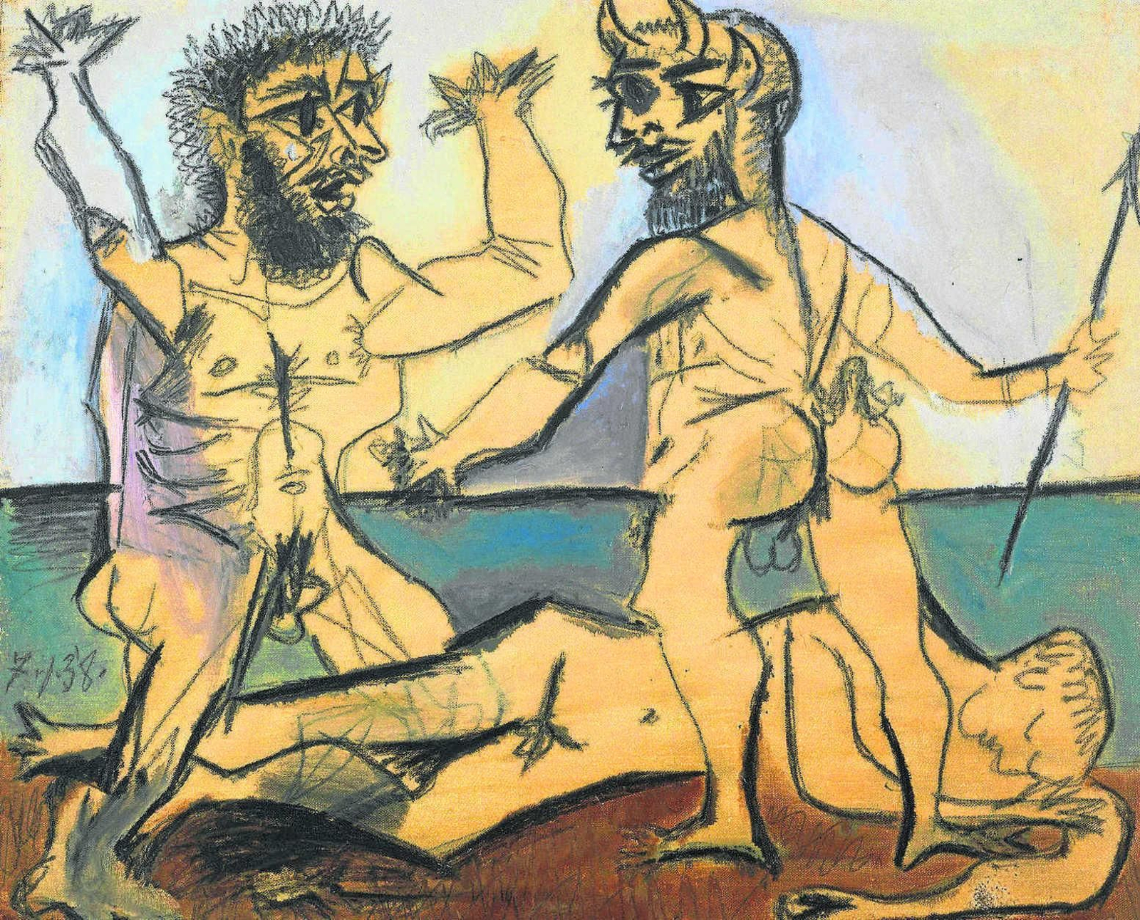 1. 'Escena mitológica a orillas del mar' (1938), de Pablo Picasso. 2. Federico Fellini, en pleno rodaje. 3. 'Satiricón' (1969), una de las obras del cineasta italiano en las que la huella picassiana se hace más evidente.