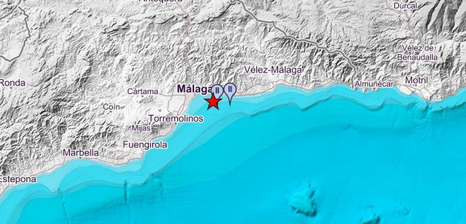 Terremoto al suroeste de Rincón de la Victoria.