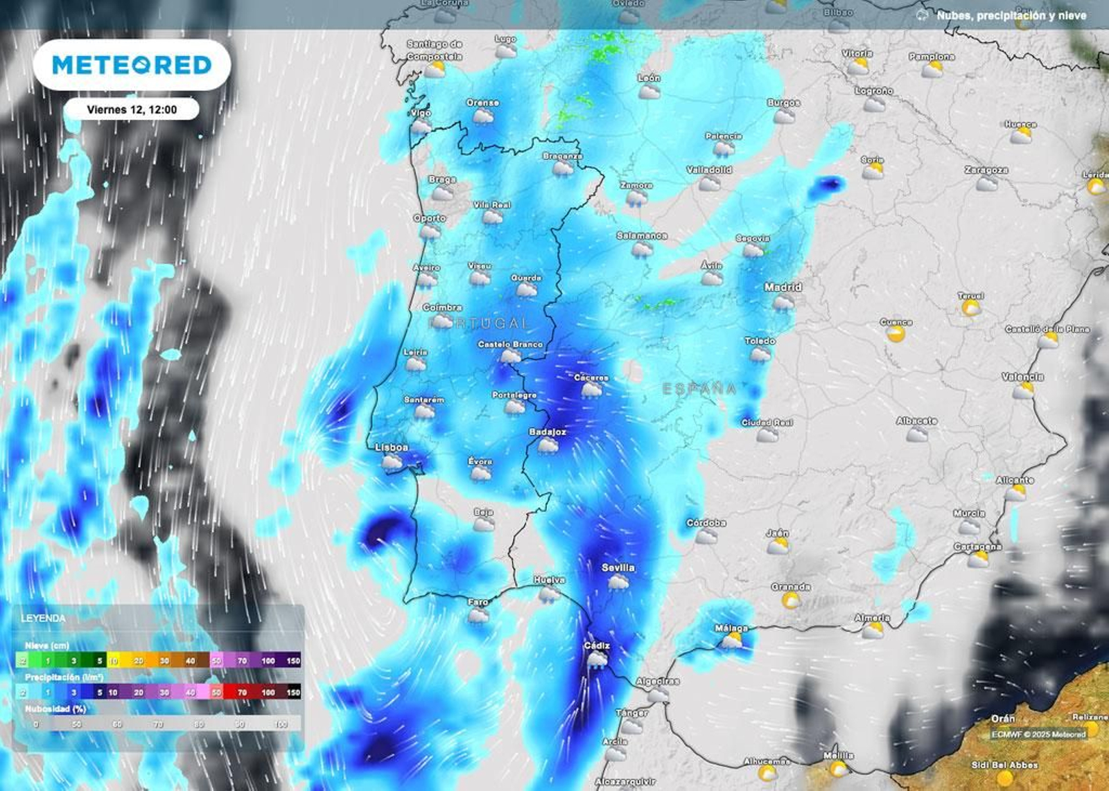 El paso de una nuevo frente el viernes 12 dejará lluvias en Cádiz.