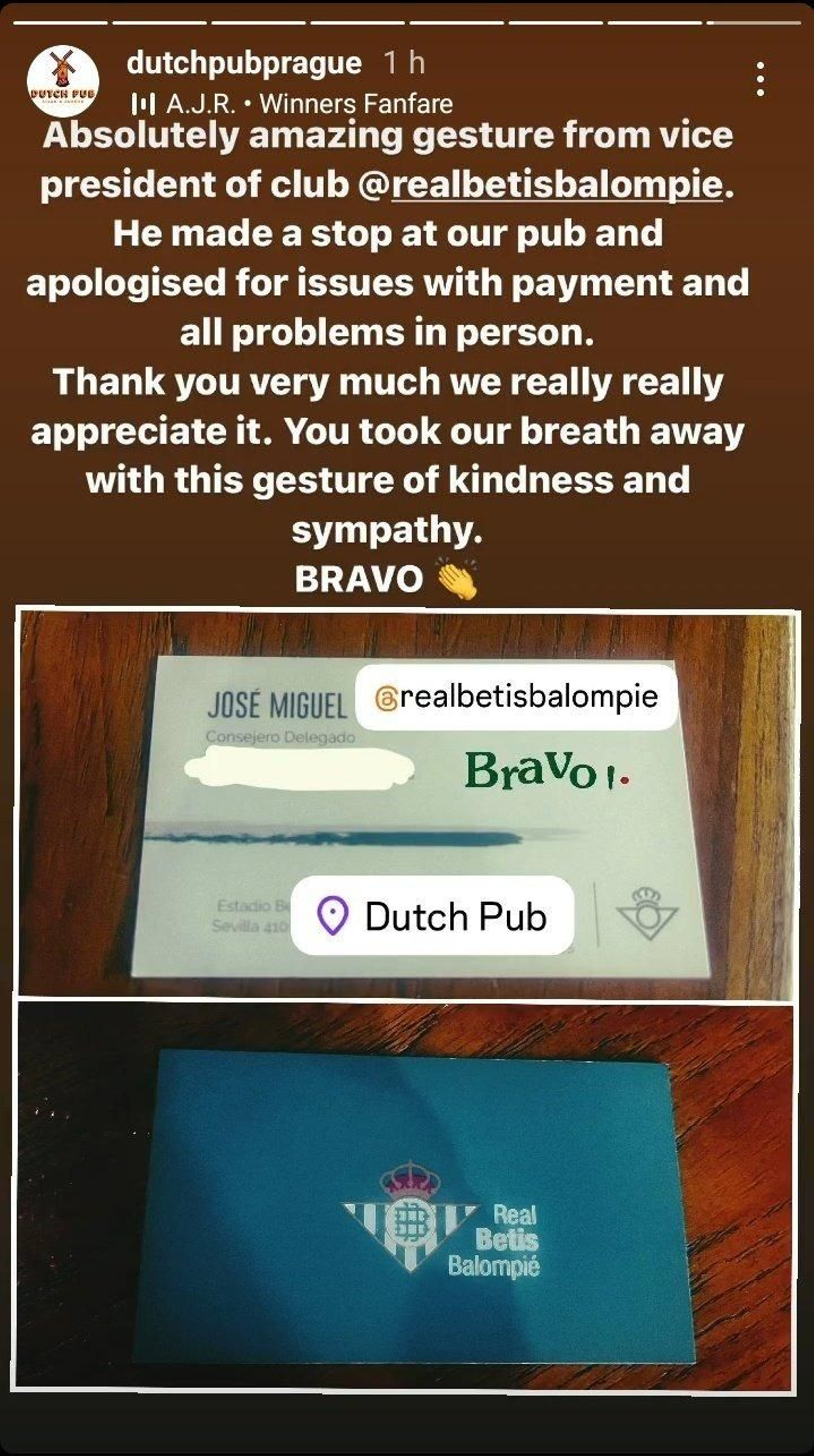 Captura de la respuesta al pago de las consumiciones debidas en Praga por algunos béticos