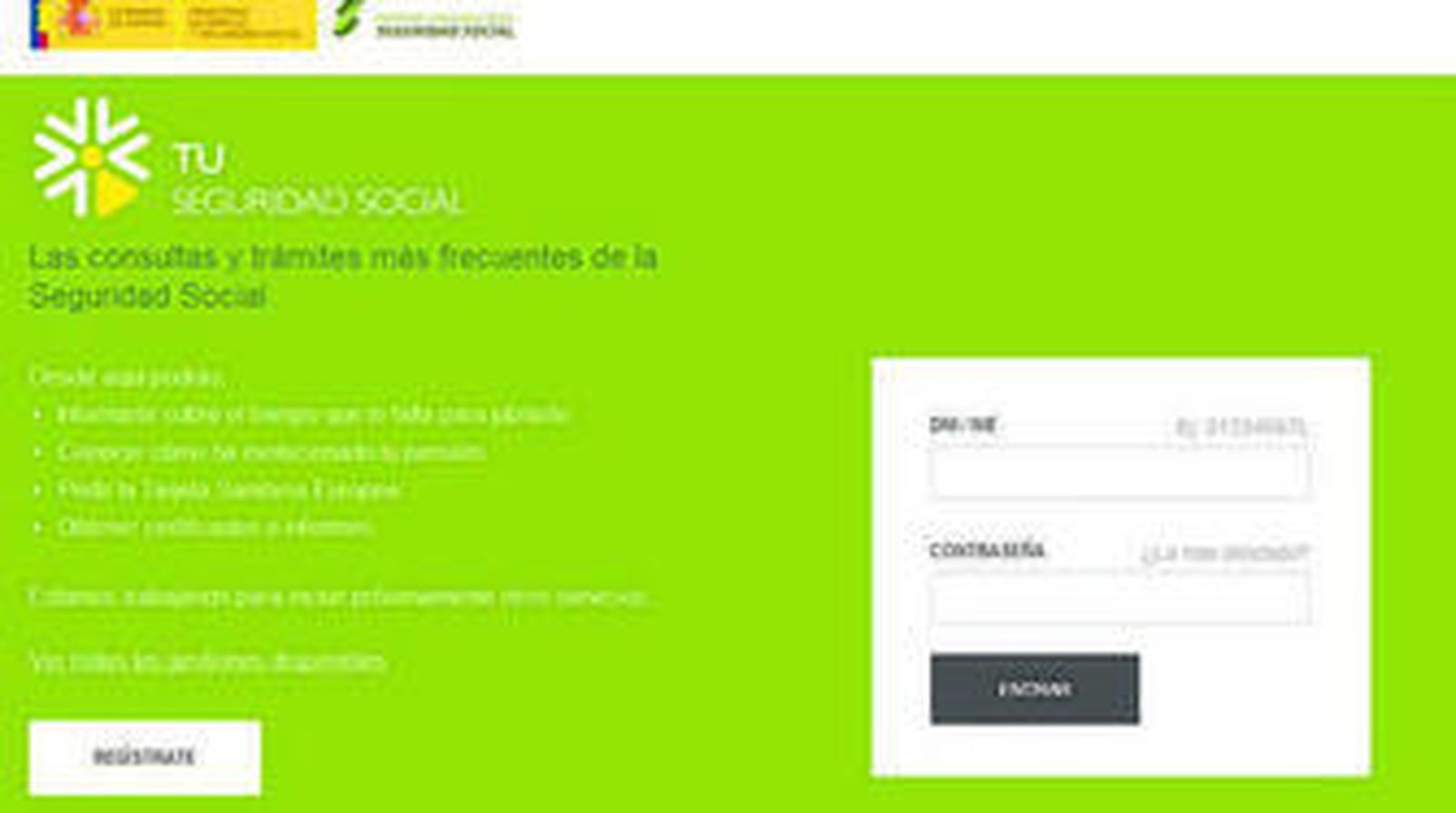 La nueva página web de la Seguridad Social.