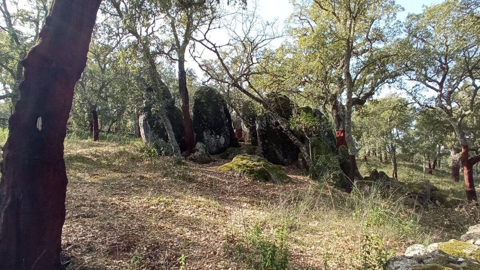 Acumulación de piedras o menhires al comienzo de la ruta