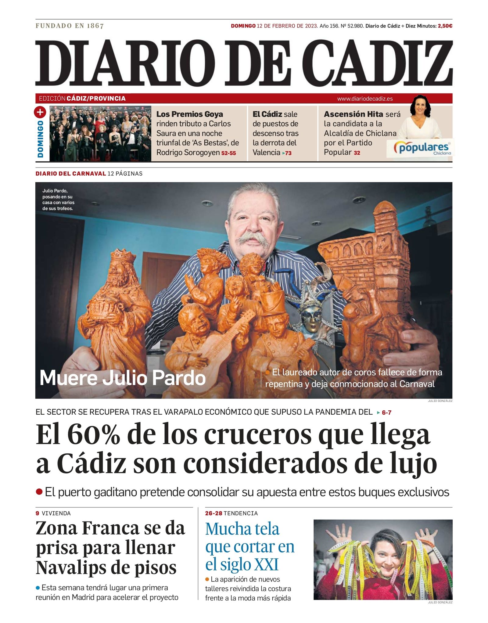 12 de febrero. Muere Julio Pardo.