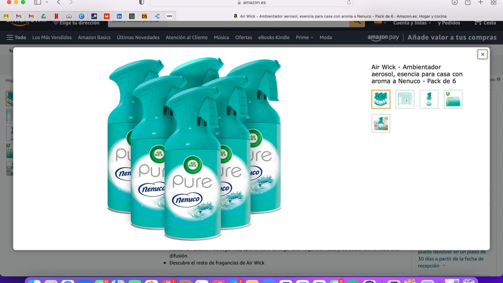 Ambientador aerosol para casa con aroma a nenuco