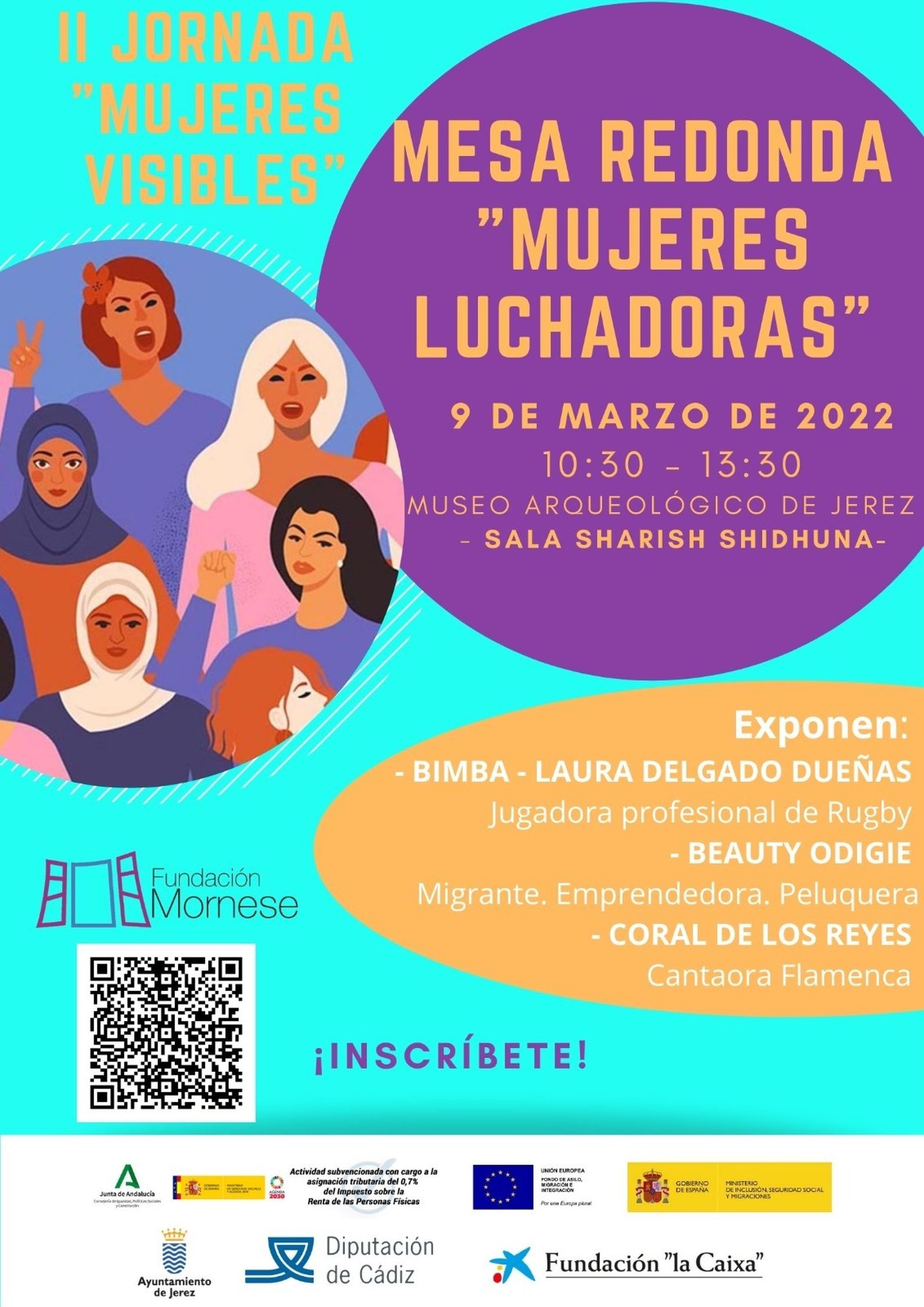 Cartel de la cita con código QR para la inscripción.