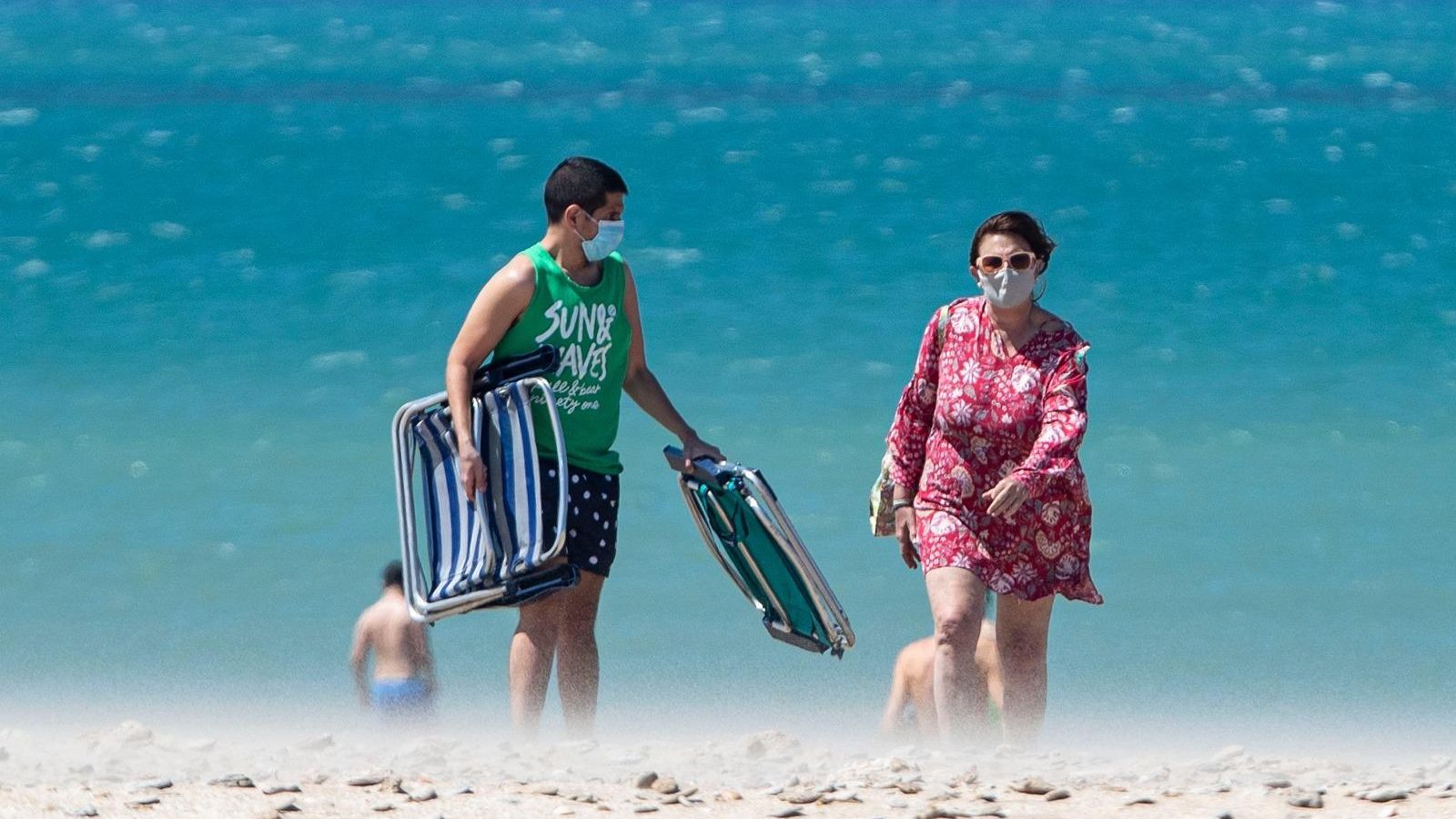 La playa de Camposoto, esta mañana.