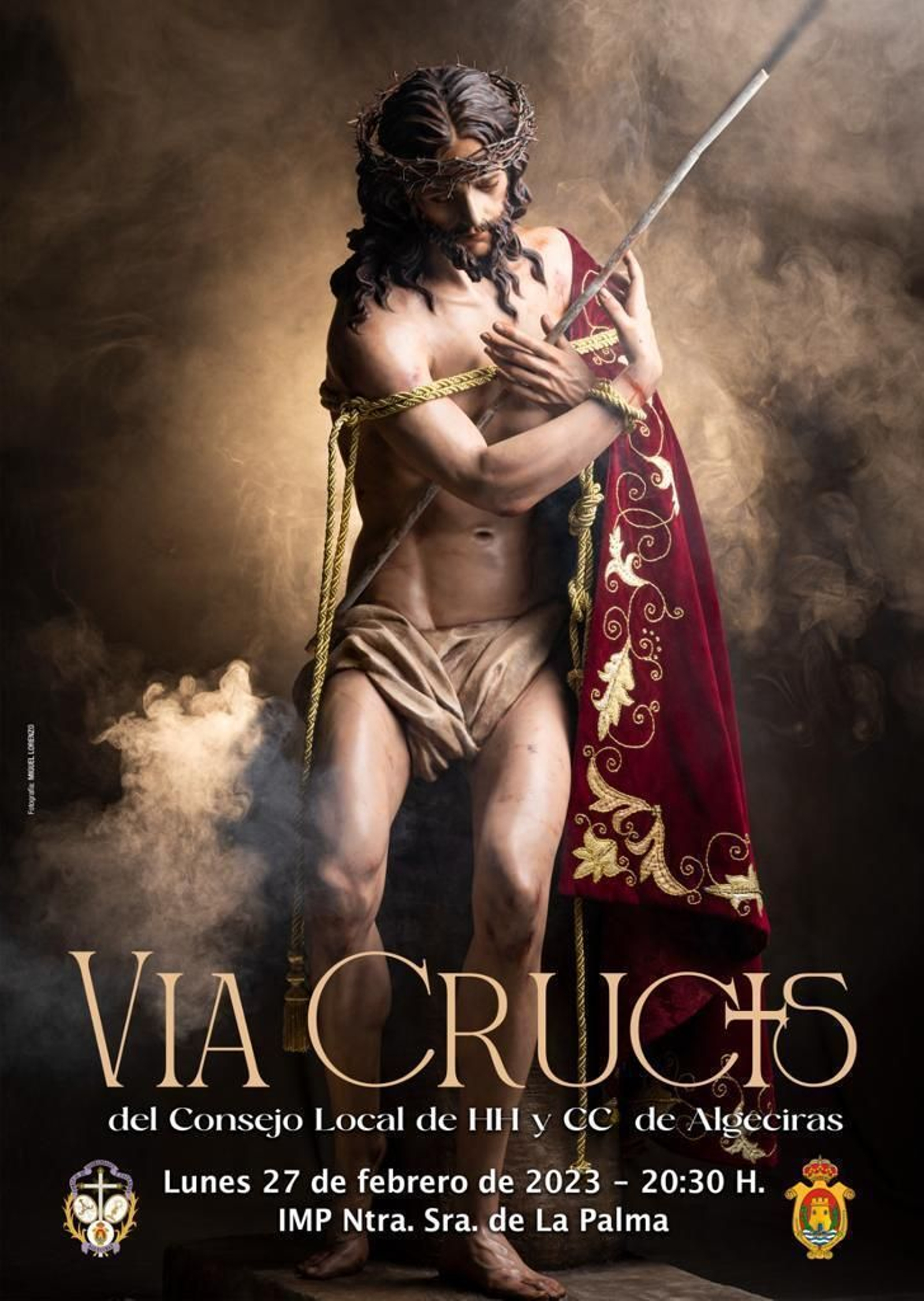 Detalle del cartel del vía crucis del Consejo Local de Hermandades de Algeciras.