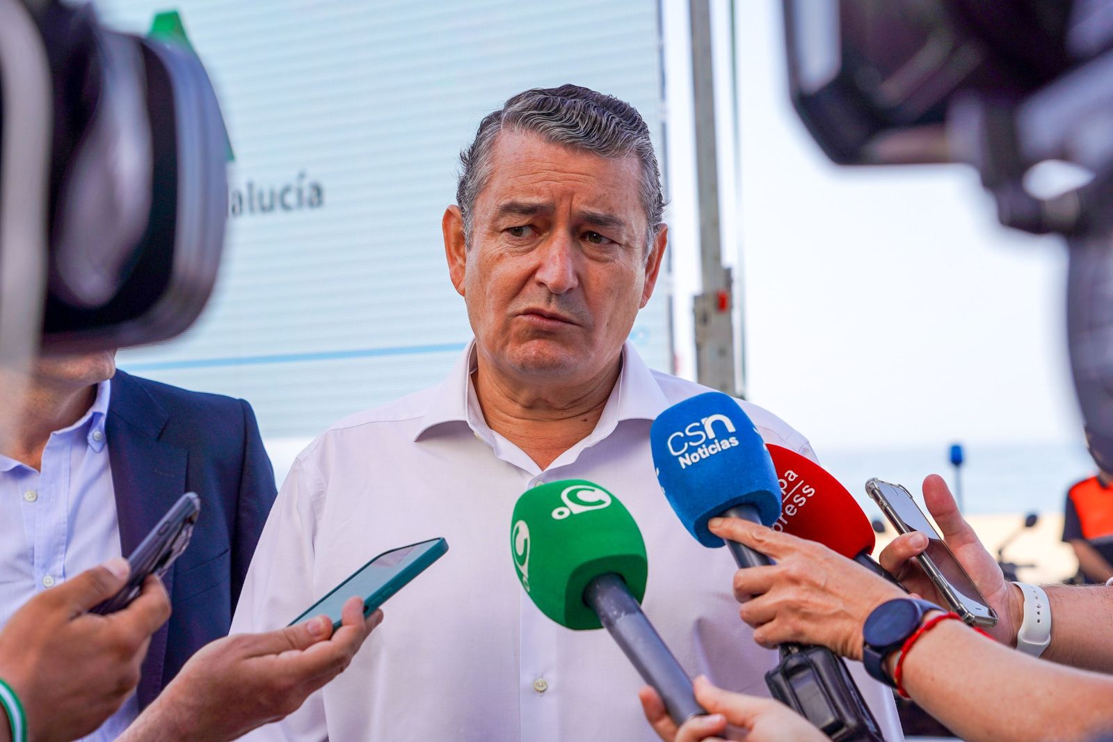 El consejero de la Presidencia, Antonio Sanz, en un acto este lunes en Cádiz.