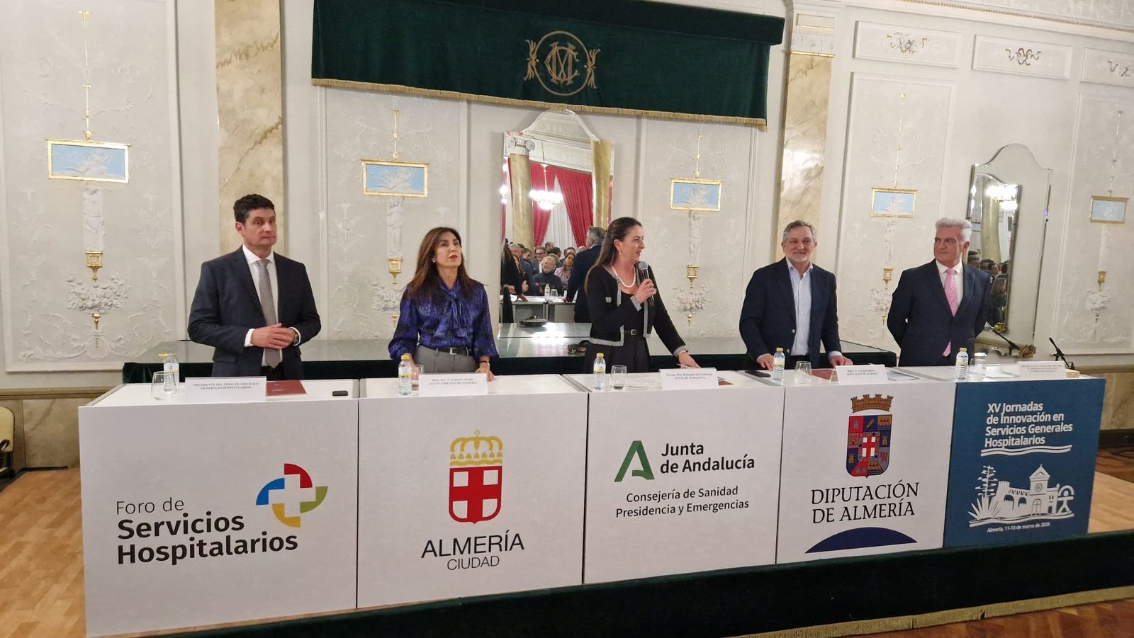 Aránzazu Martín,  Sacramento Sánchez,  Ángel Escobar, Manuel Vida y Manuel Reyes en la inauguración de las jornadas en Almería
