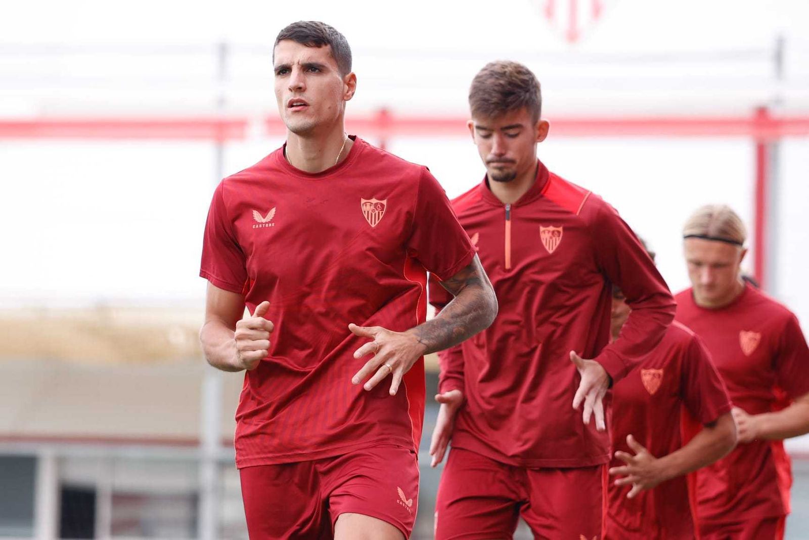 Lamela en un entrenamiento del Sevilla.