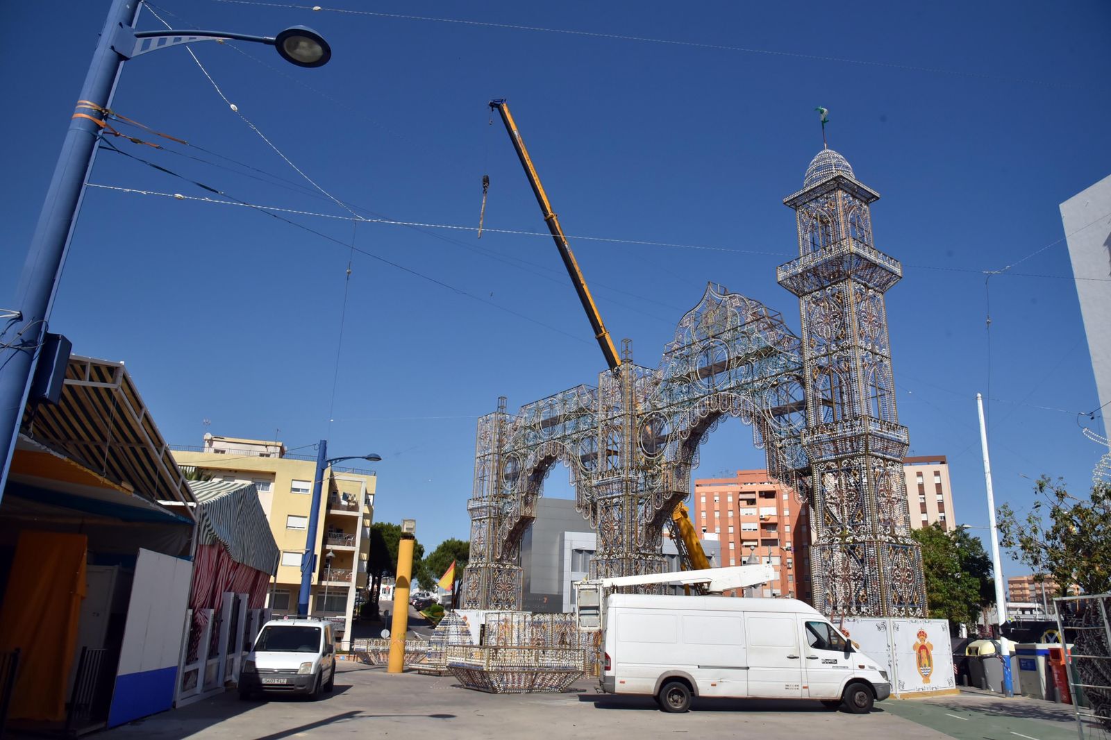 Últimos preparativos en el Parque Feria, ayer.