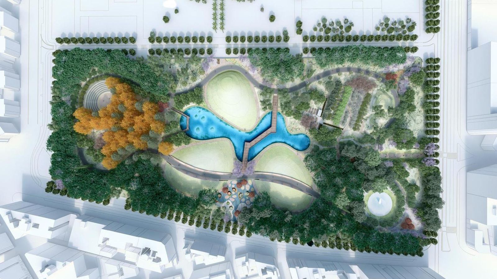 Diseño del parque previsto en los antiguos suelos de Repsol.