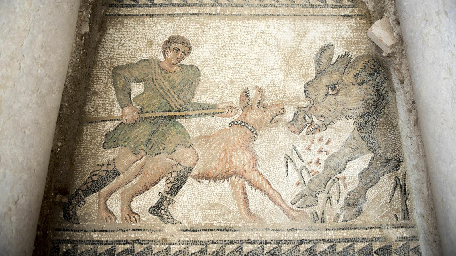 El último mosaico desvelado en la villa romana de Salar este mismo verano.