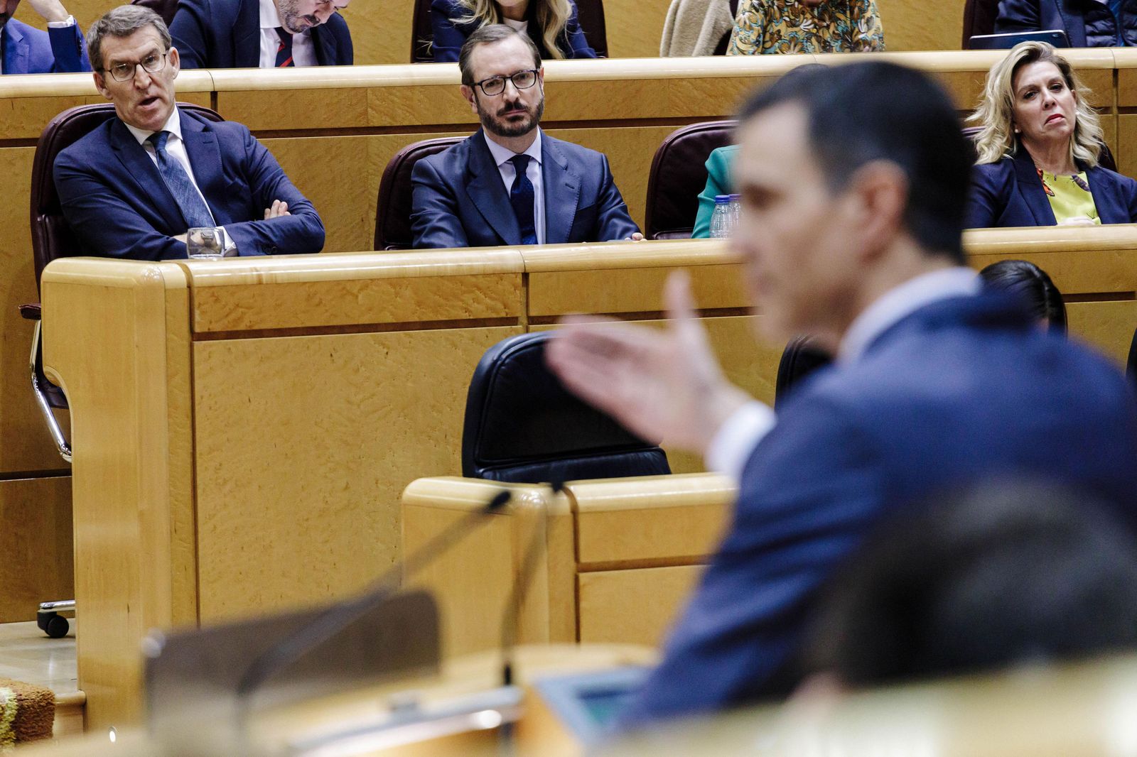 El presidente del Gobierno, Pedro Sánchez, comparece en el Senado.