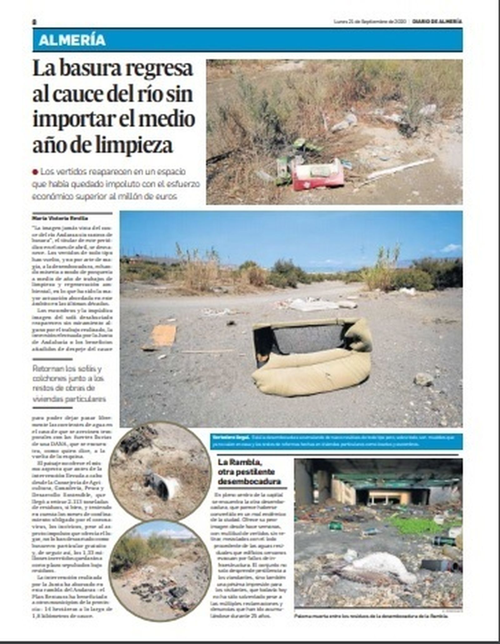 Noticia relativa a los nuevos vertidos de residuos en la desembocadura