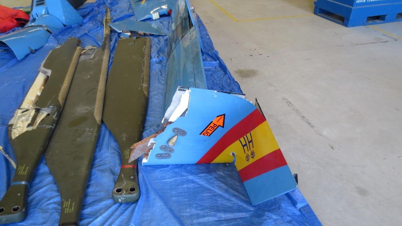 Daños en las palas y el estabilizador horizontal