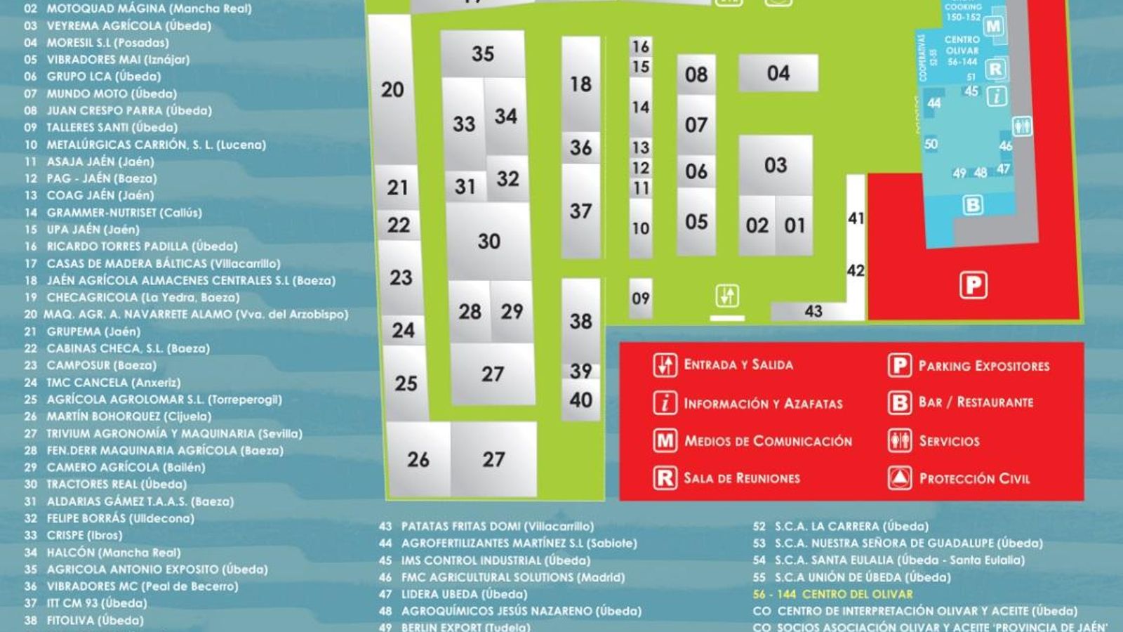Plano de ubicación de los expositores en Úbeda.