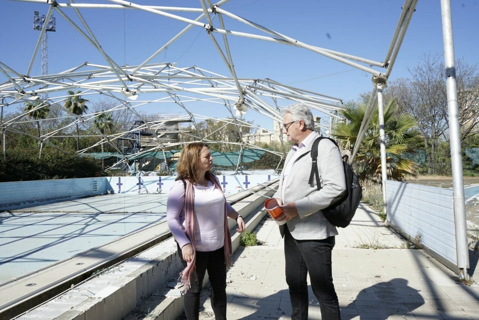 Aumesquet durante su visita a la piscina de San Pablo.
