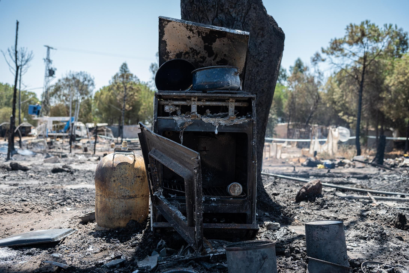 Imágenes del incendio del poblado chabolista de Lucena del Puerto
