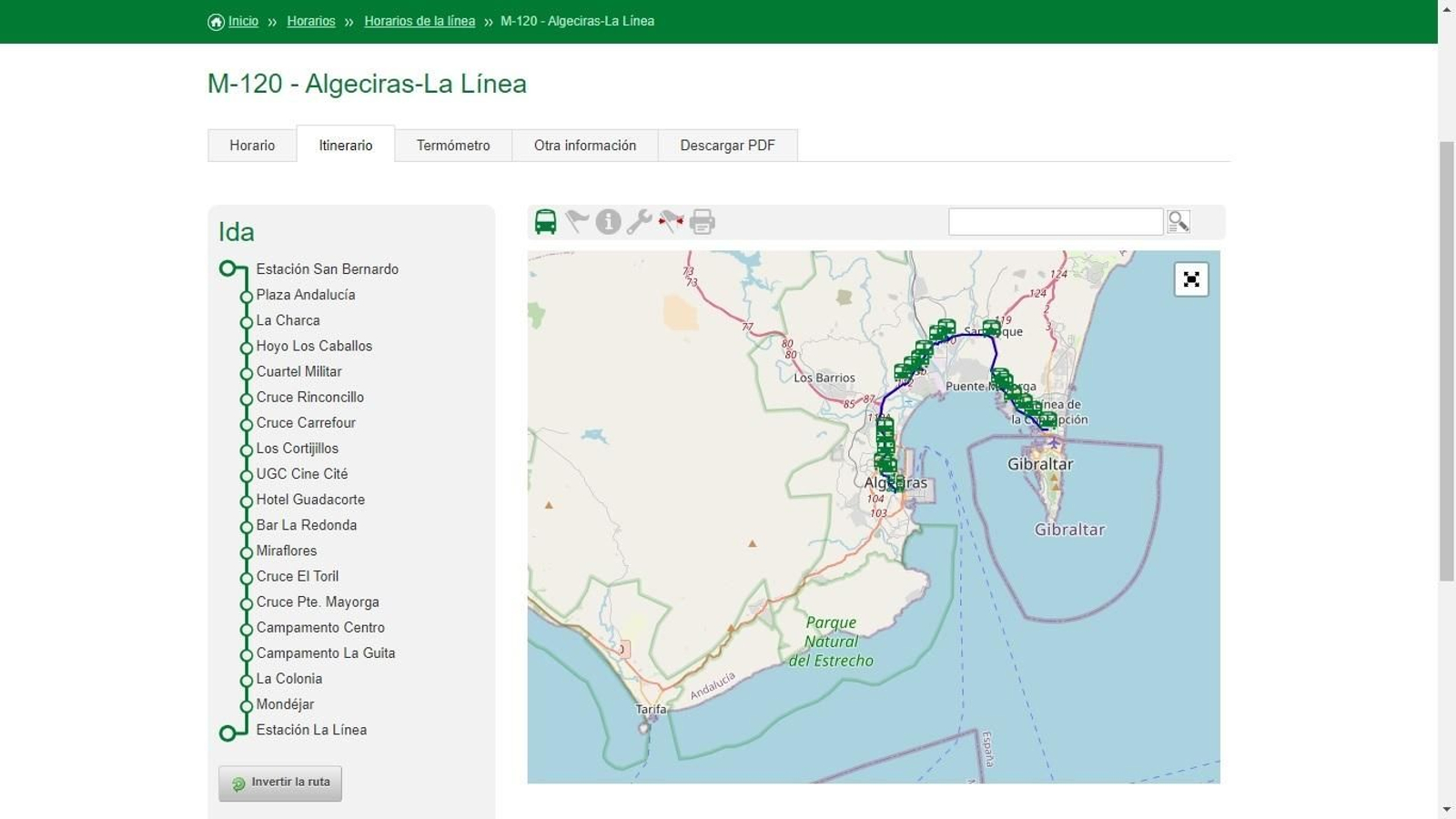 El mapa en la página web del Consorcio Metropolitano de Transporte.