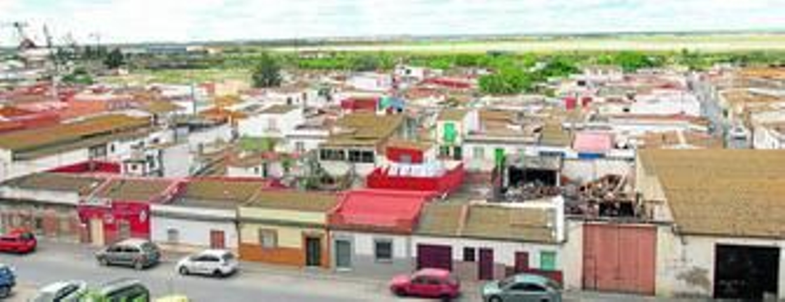 Vista panorámica aérea del barrio de Santa Lucía, ubicado entre Marismas del Odiel y la barriada de La Navidad.