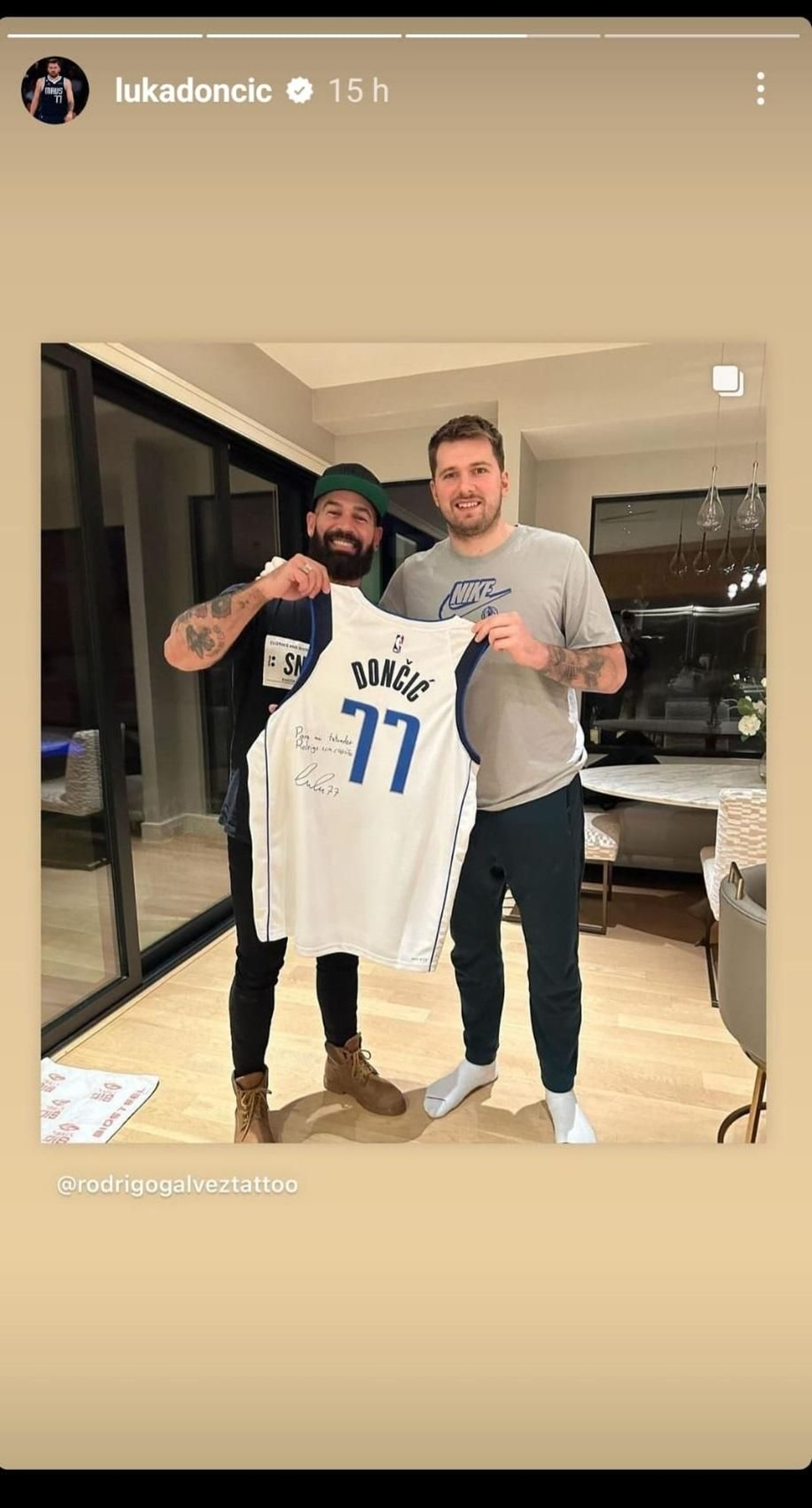 Luka Doncic ha compartido la imagen en sus historias de Intagram.