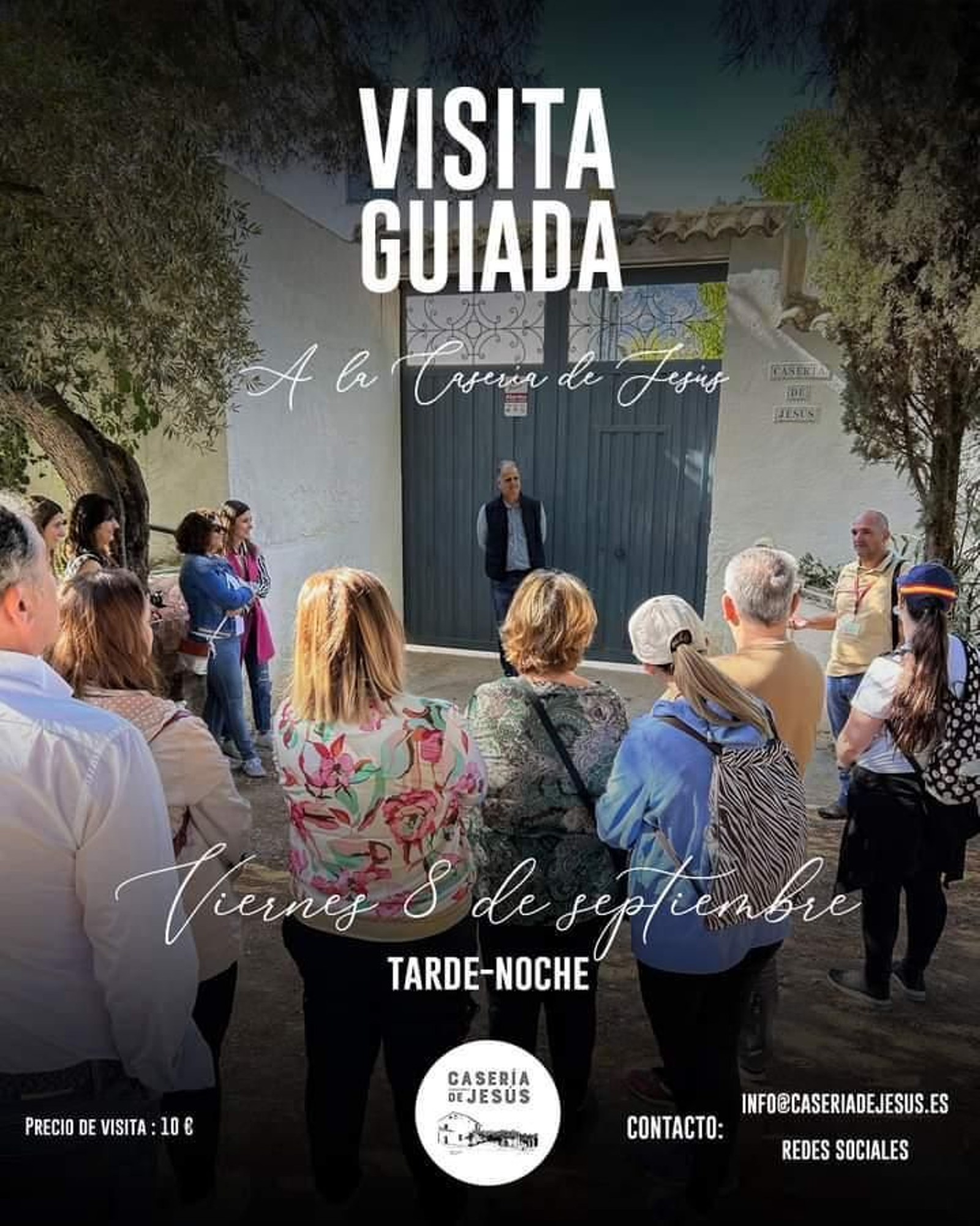 Cartel de la visita guiada a la Casería de Jesús.